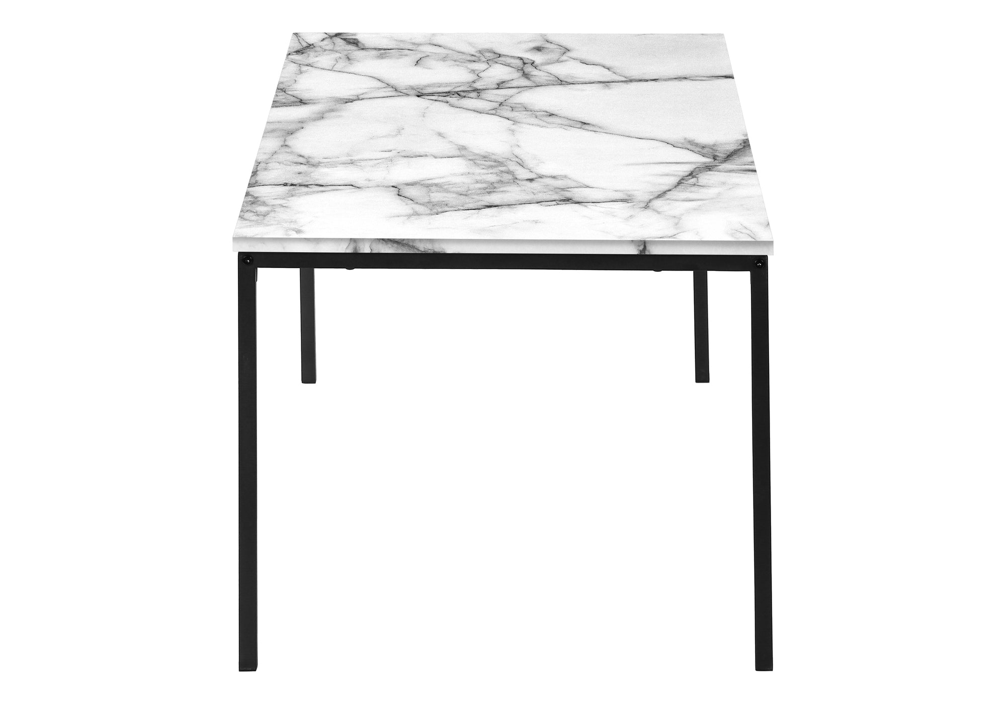 TABLE SET - 3PCS SET / WHITE MARBLE / BLACK METAL # I 7892P