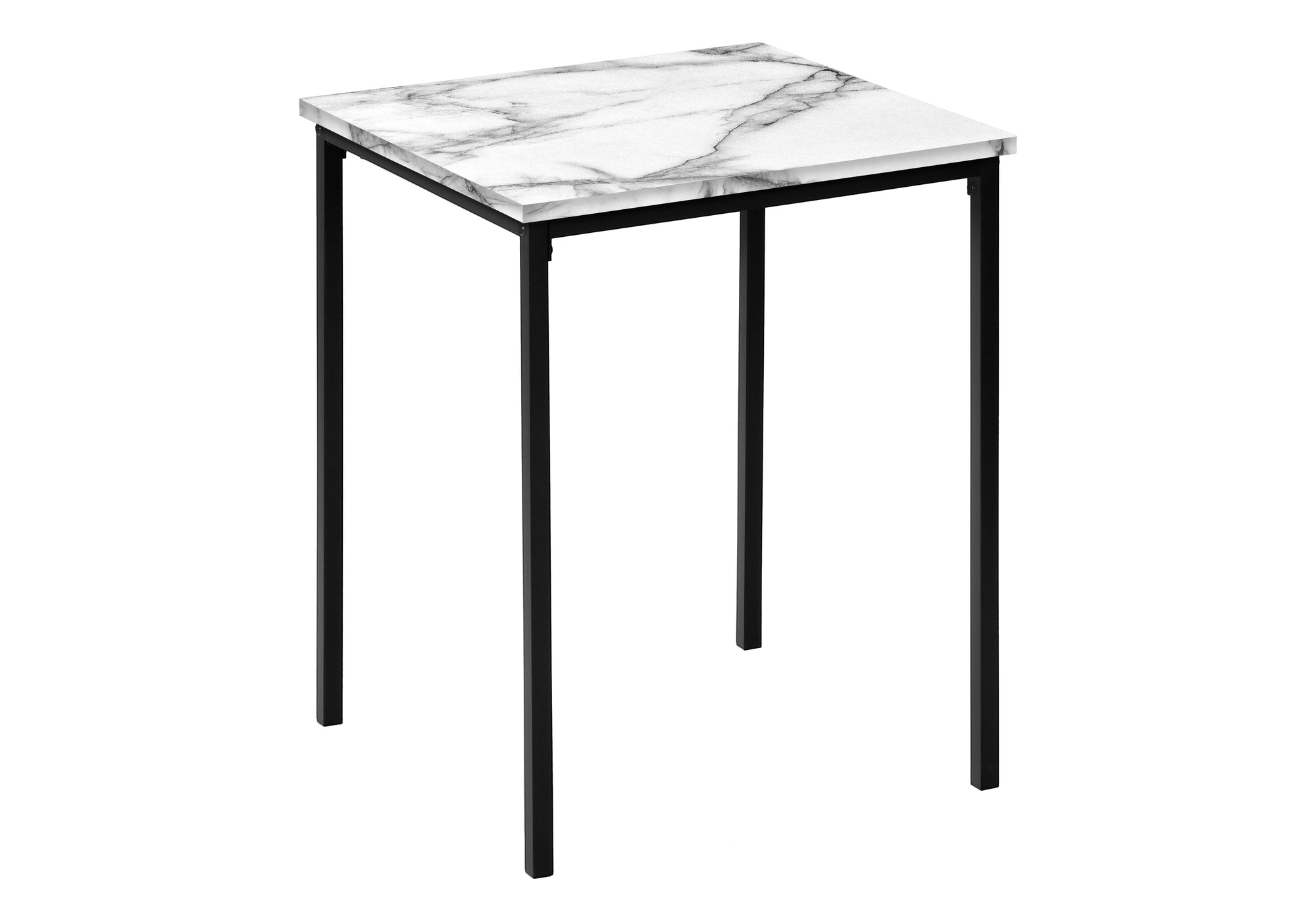 TABLE SET - 3PCS SET / WHITE MARBLE / BLACK METAL # I 7892P