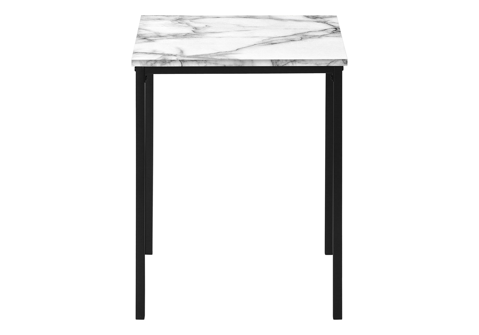 TABLE SET - 3PCS SET / WHITE MARBLE / BLACK METAL # I 7892P