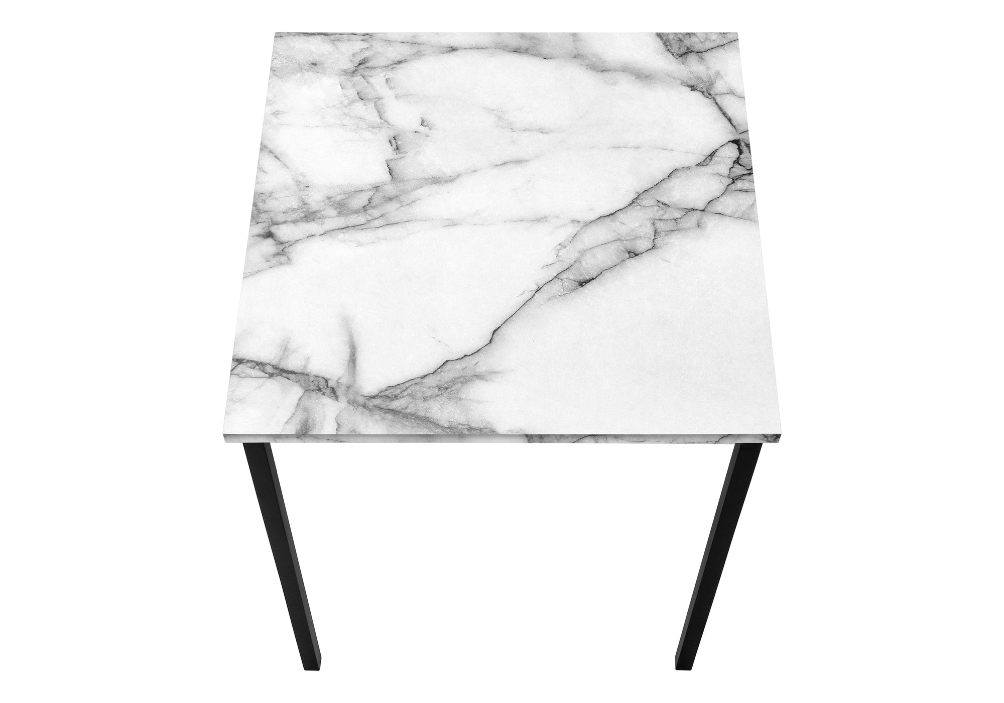 TABLE SET - 3PCS SET / WHITE MARBLE / BLACK METAL # I 7892P