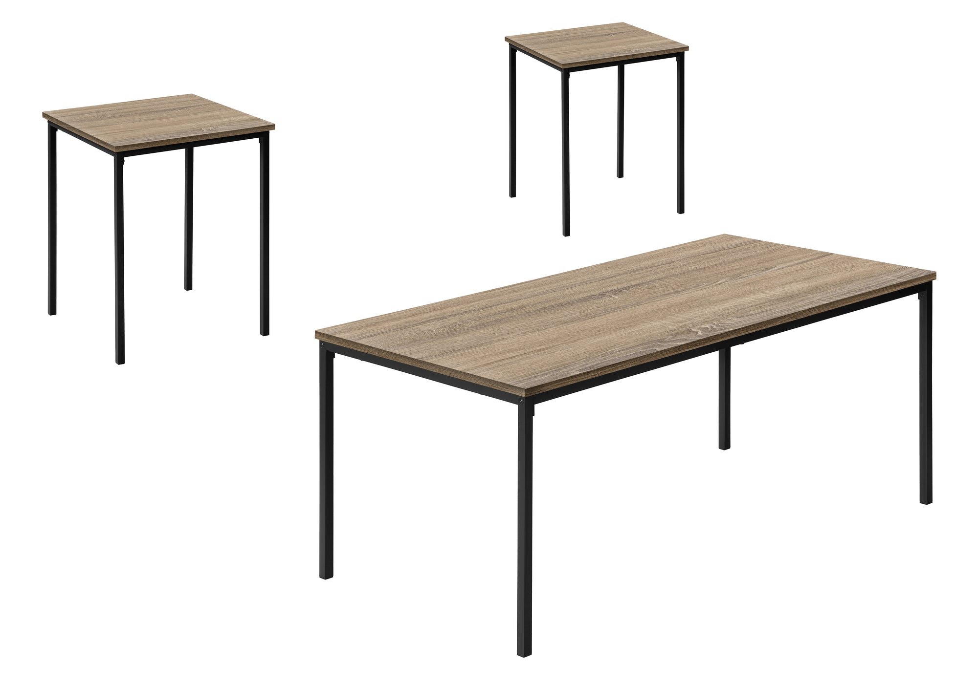 TABLE SET - 3PCS SET / DARK TAUPE / BLACK METAL # I 7895P