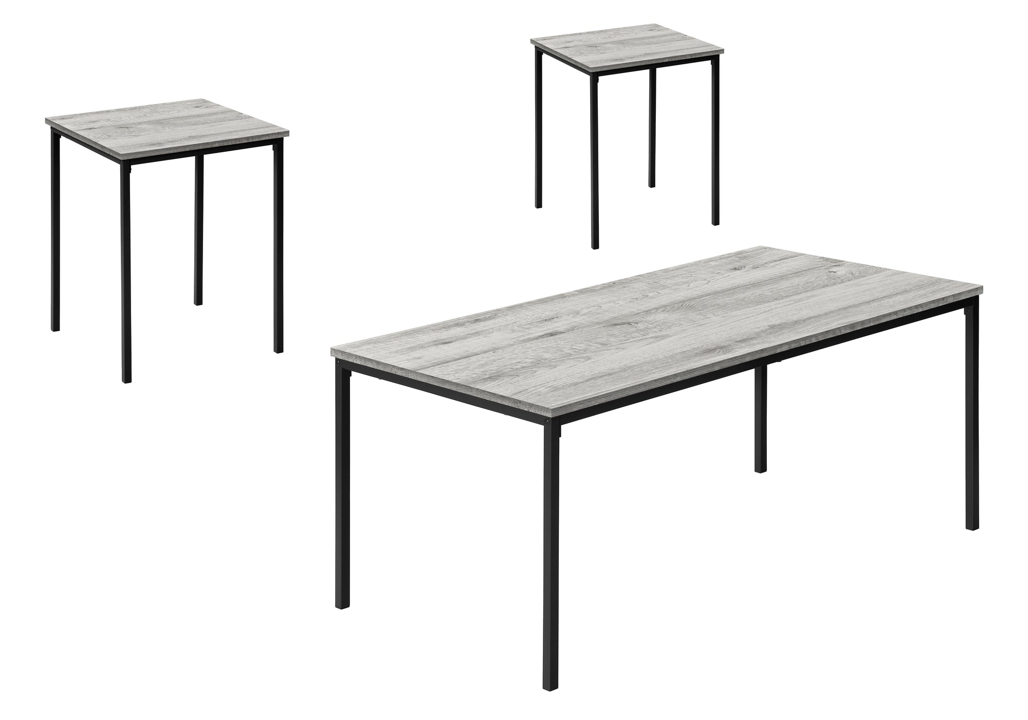 TABLE SET - 3PCS SET / GREY / BLACK METAL # I 7896P