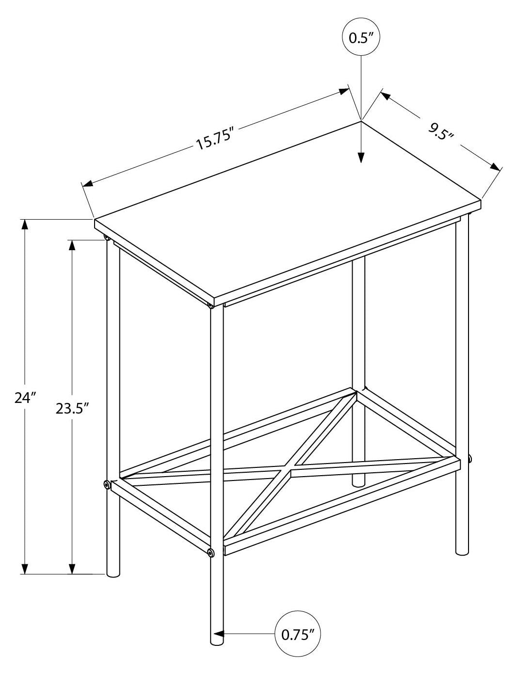 TABLE D'APPOINT - 24"H / NOIR / MÉTAL NOIR #I 2078