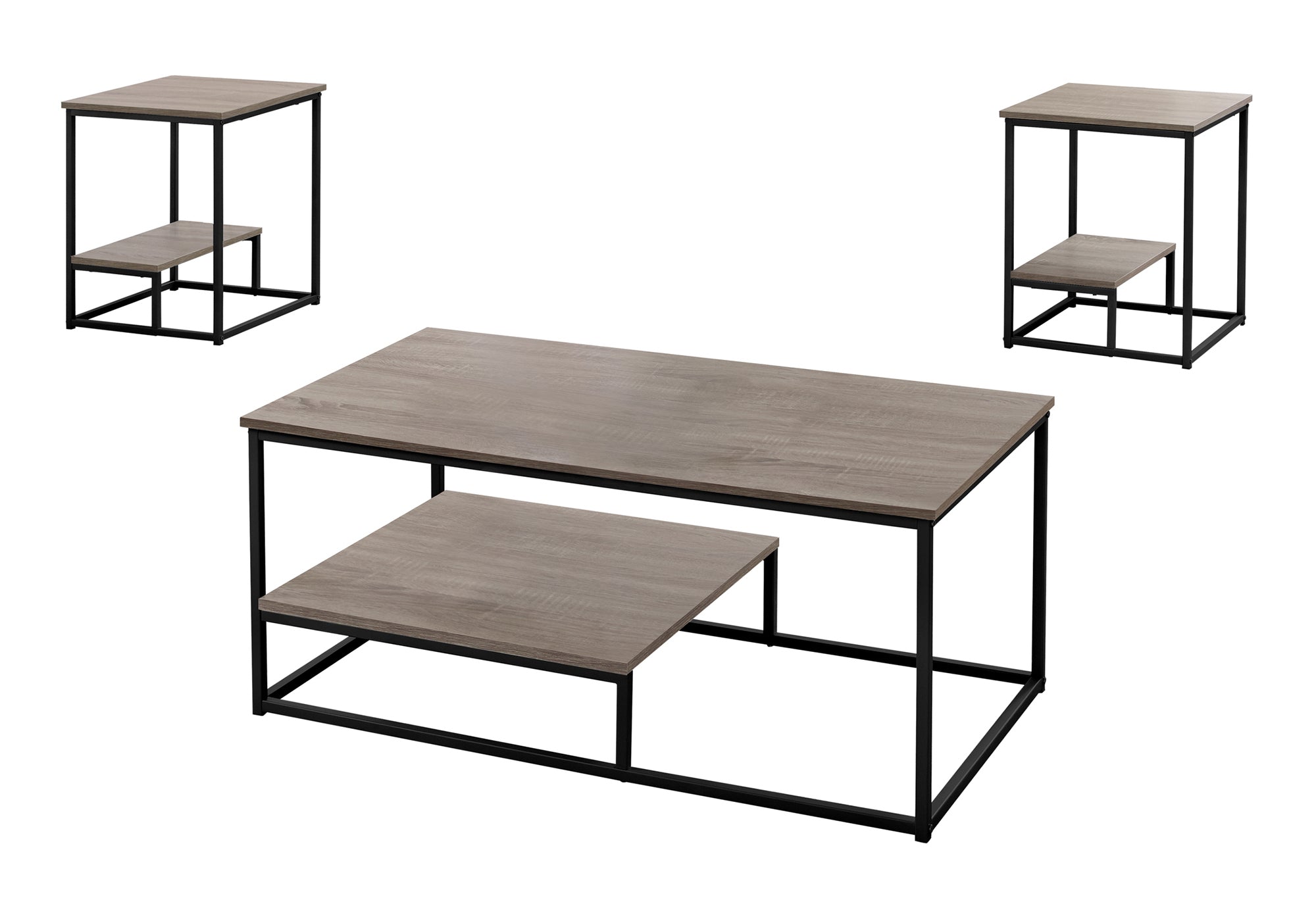 ENSEMBLE DE TABLE - ENSEMBLE 3PCS / TAUPE FONCÉ / MÉTAL NOIR # I 7960P