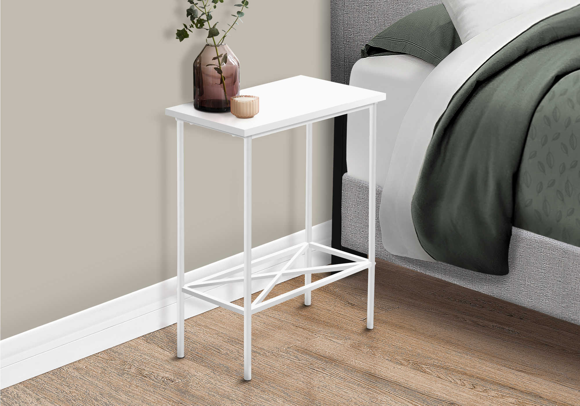 TABLE DE NUIT - 24"H /BLANC / MÉTAL BLANC #I 2079