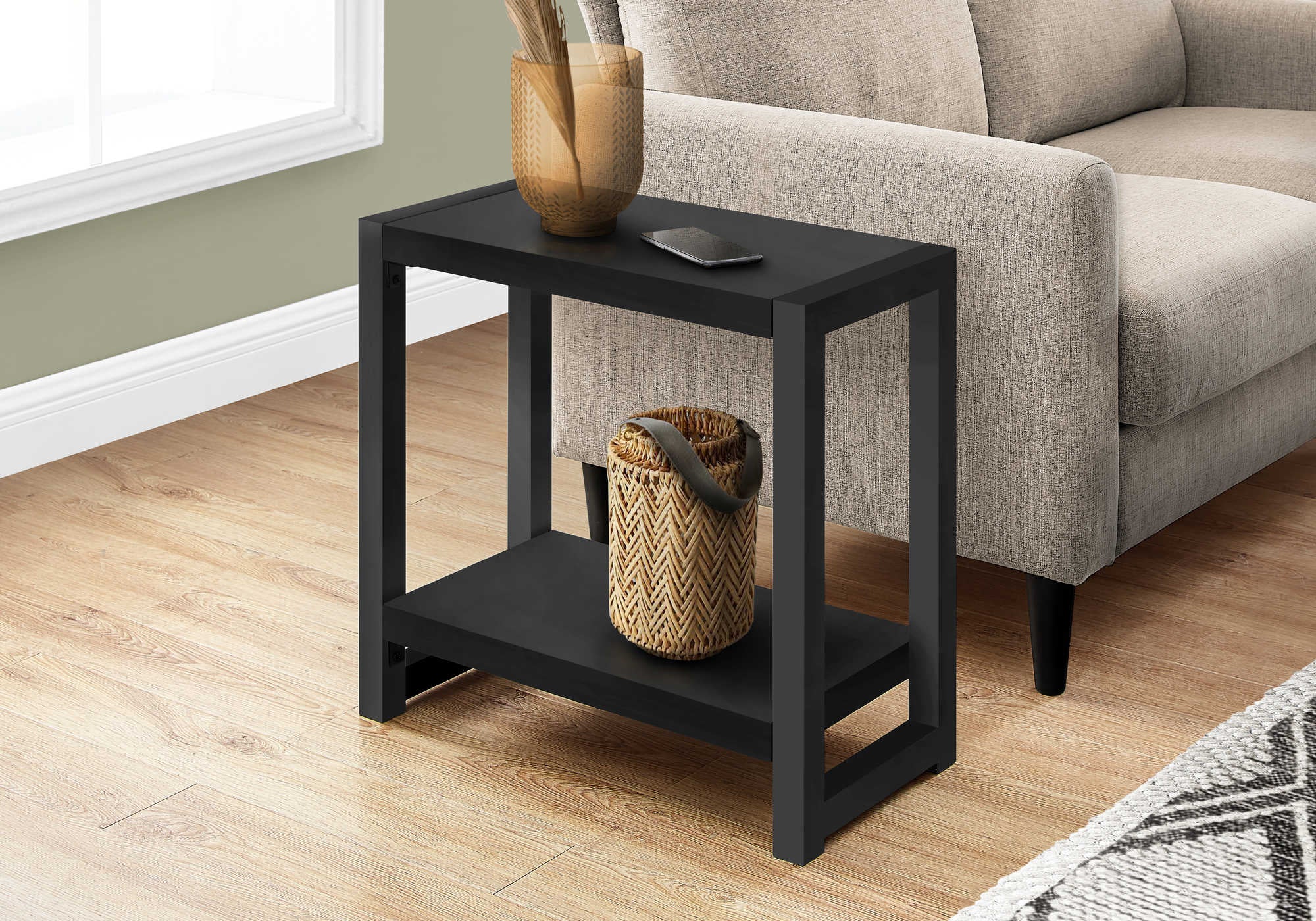 TABLE D'APPOINT - 22"H / NOIR / MÉTAL NOIR #I 2081