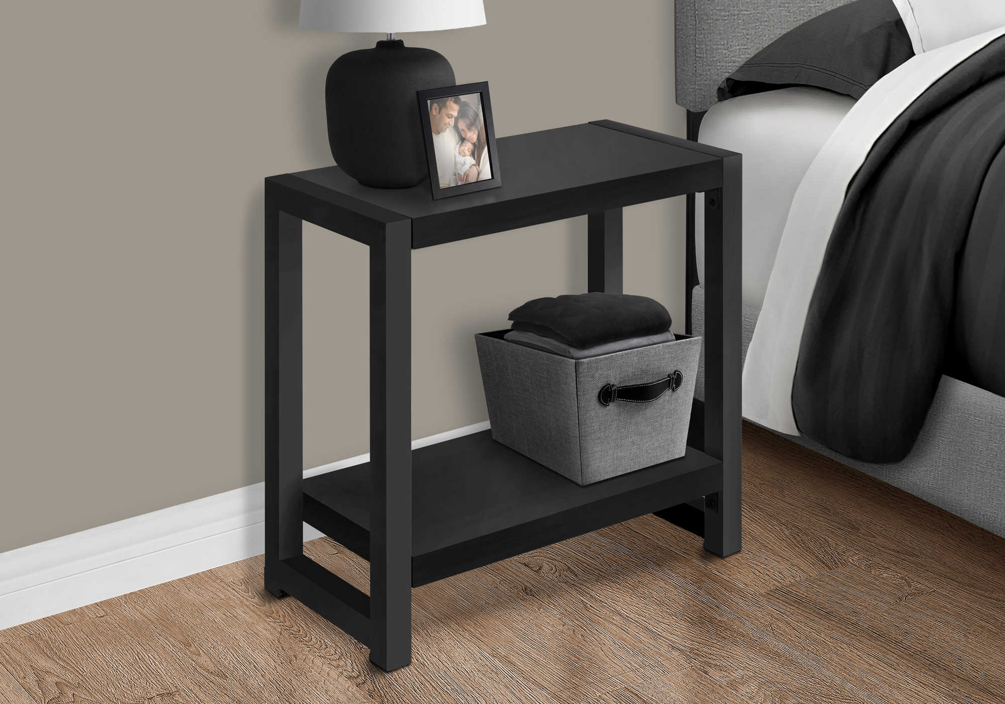 NIGHTSTAND - 22"H / BLACK / BLACK METAL #I 2081