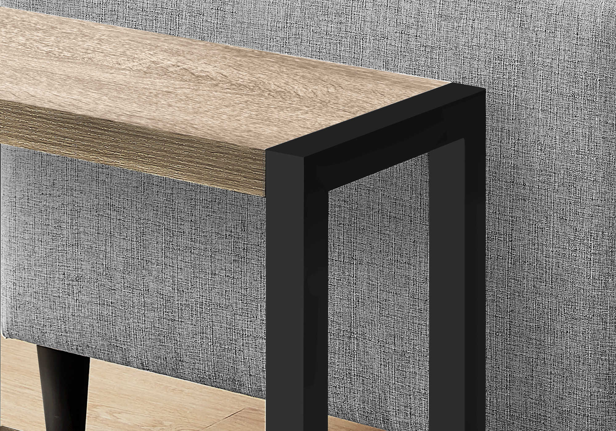 TABLE D'APPOINT - 22"H / TAUPE FONCÉ / MÉTAL NOIR #I 2083