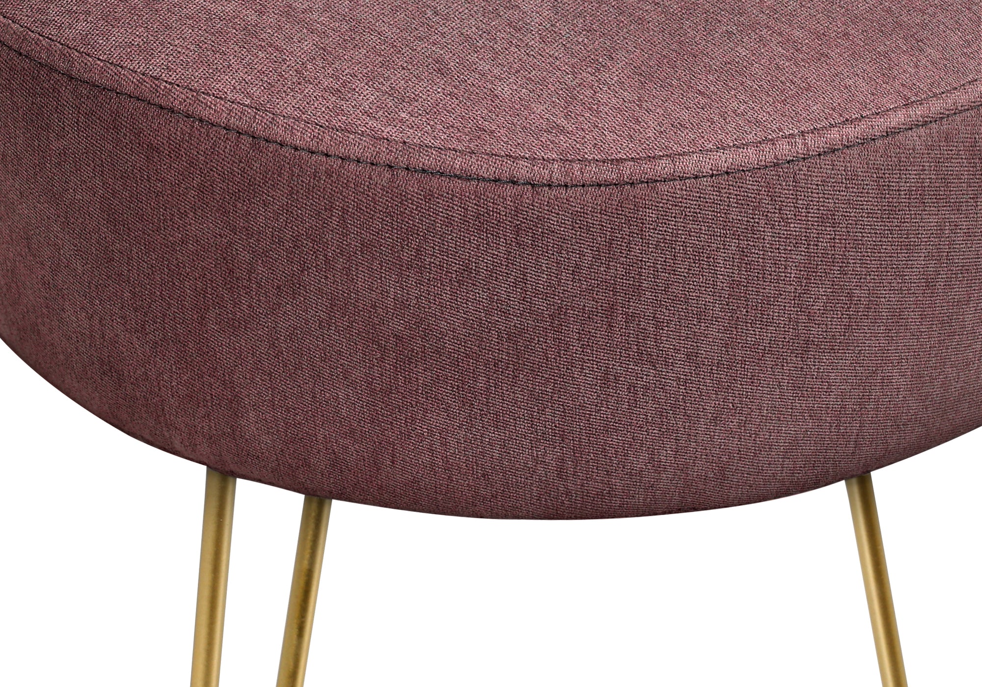 OTTOMAN - PLUM FABRIC / GOLD METAL LEGS # I 9001