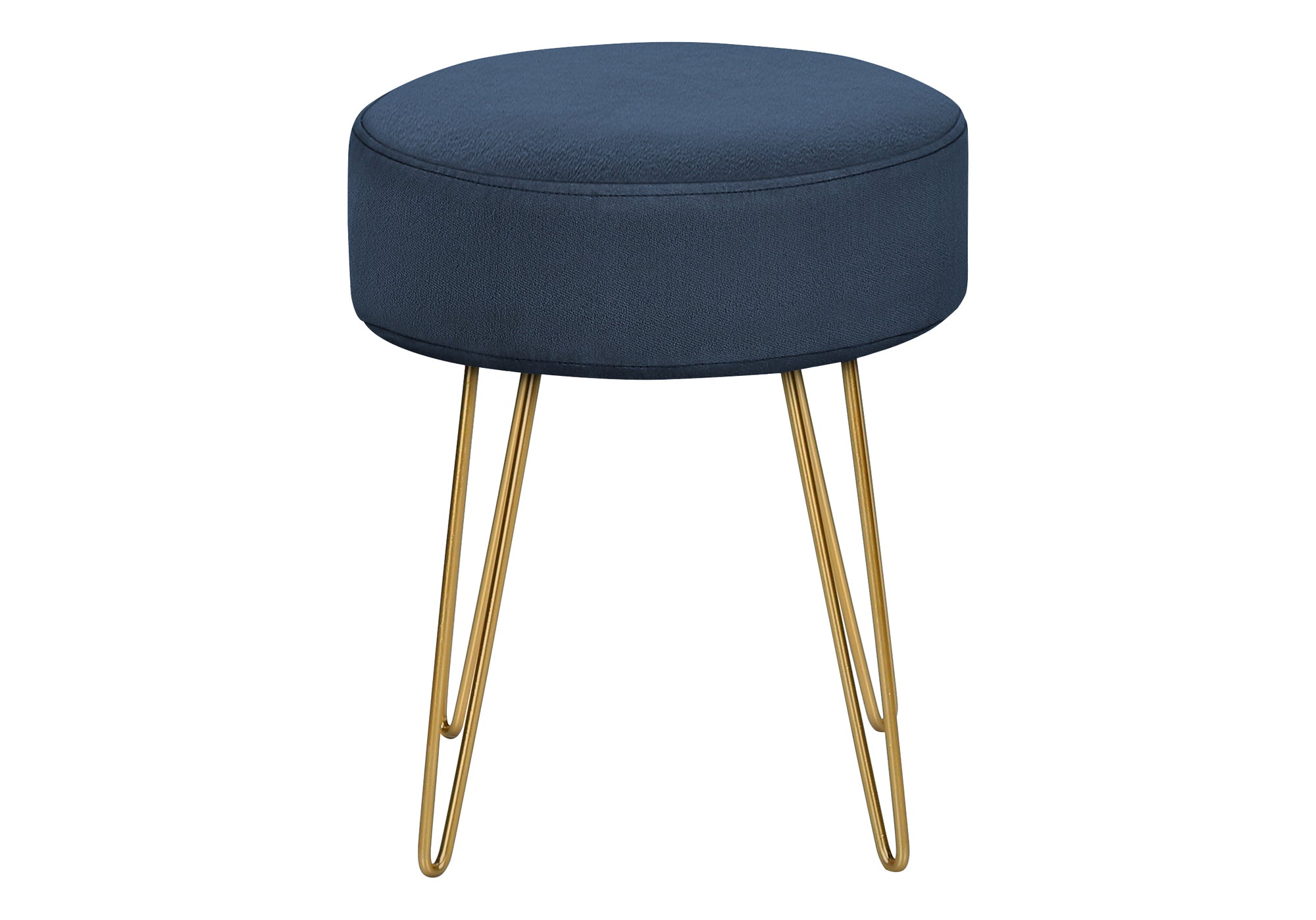 OTTOMAN - BLUE FABRIC / GOLD METAL LEGS # I 9002