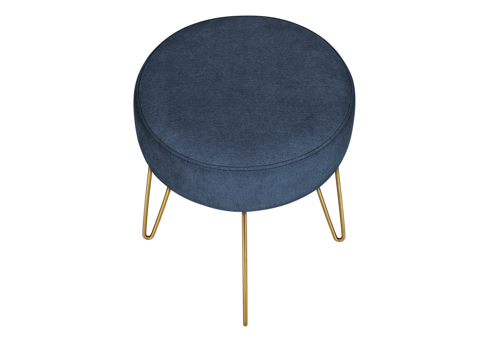 OTTOMAN - BLUE FABRIC / GOLD METAL LEGS # I 9002