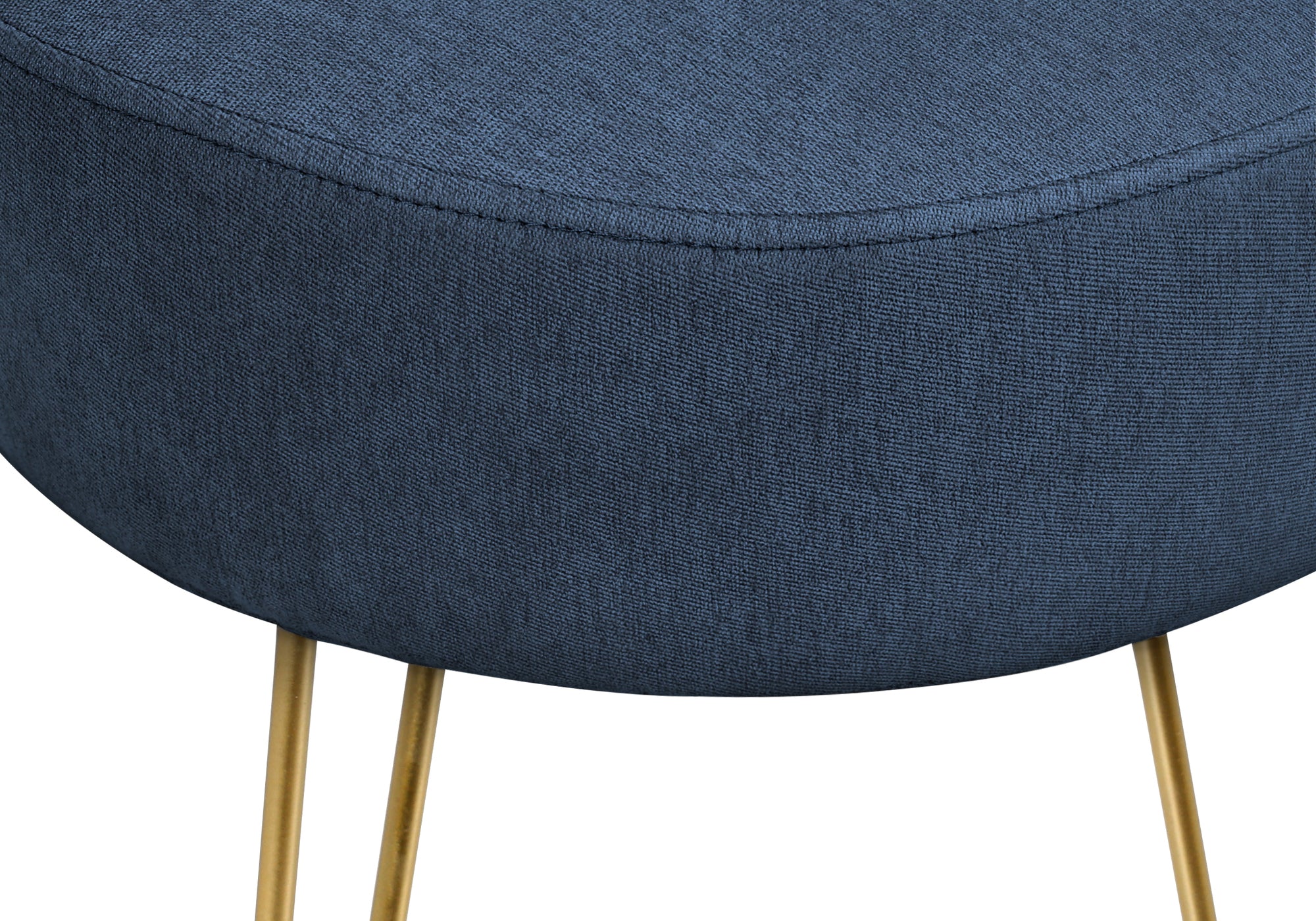 OTTOMAN - BLUE FABRIC / GOLD METAL LEGS # I 9002