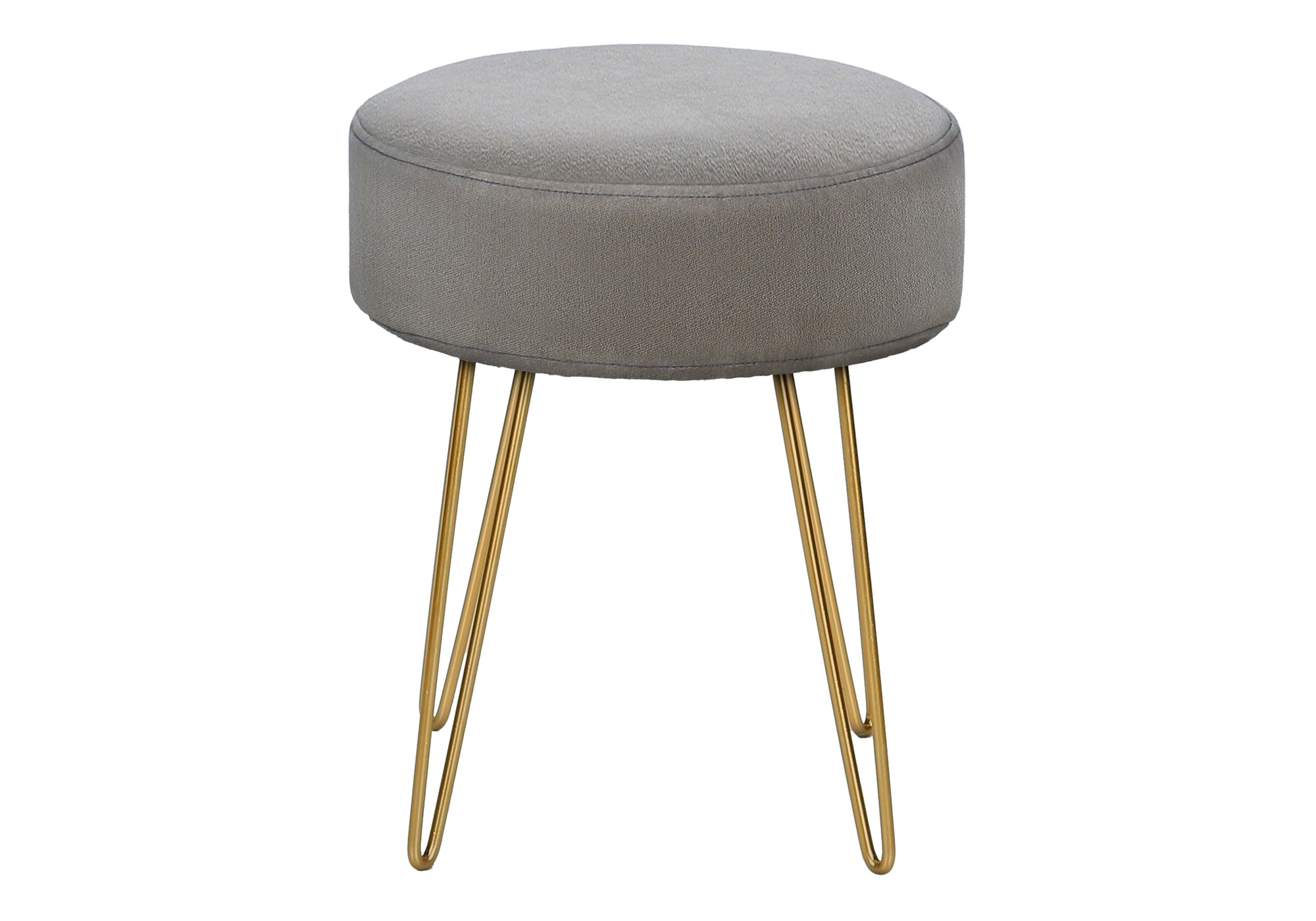 OTTOMAN - GREY FABRIC / GOLD METAL LEGS # I 9003