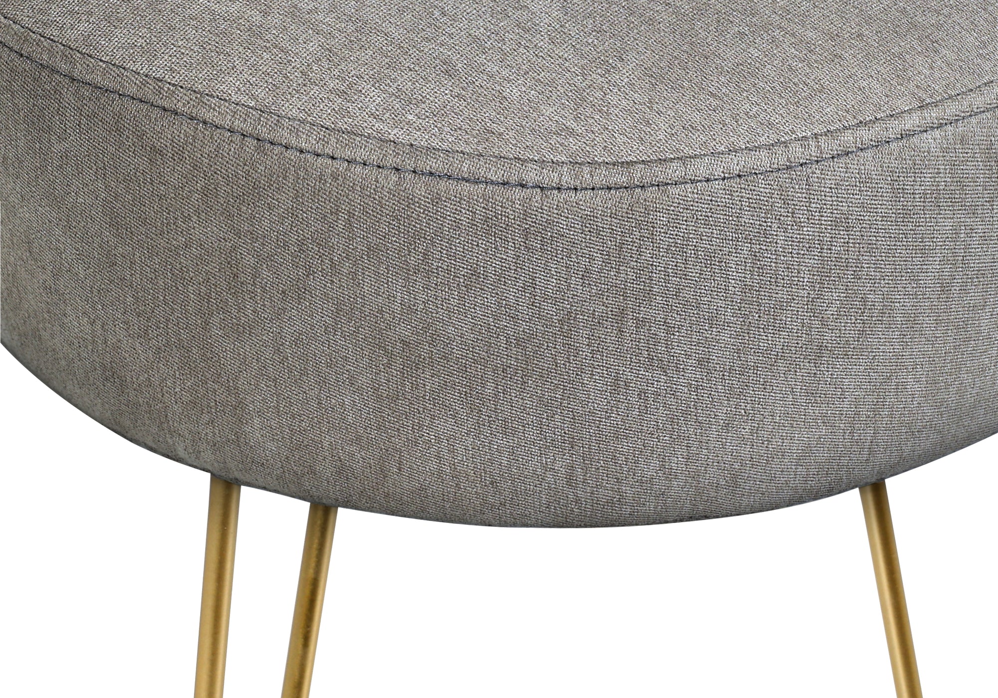 OTTOMAN - GREY FABRIC / GOLD METAL LEGS # I 9003