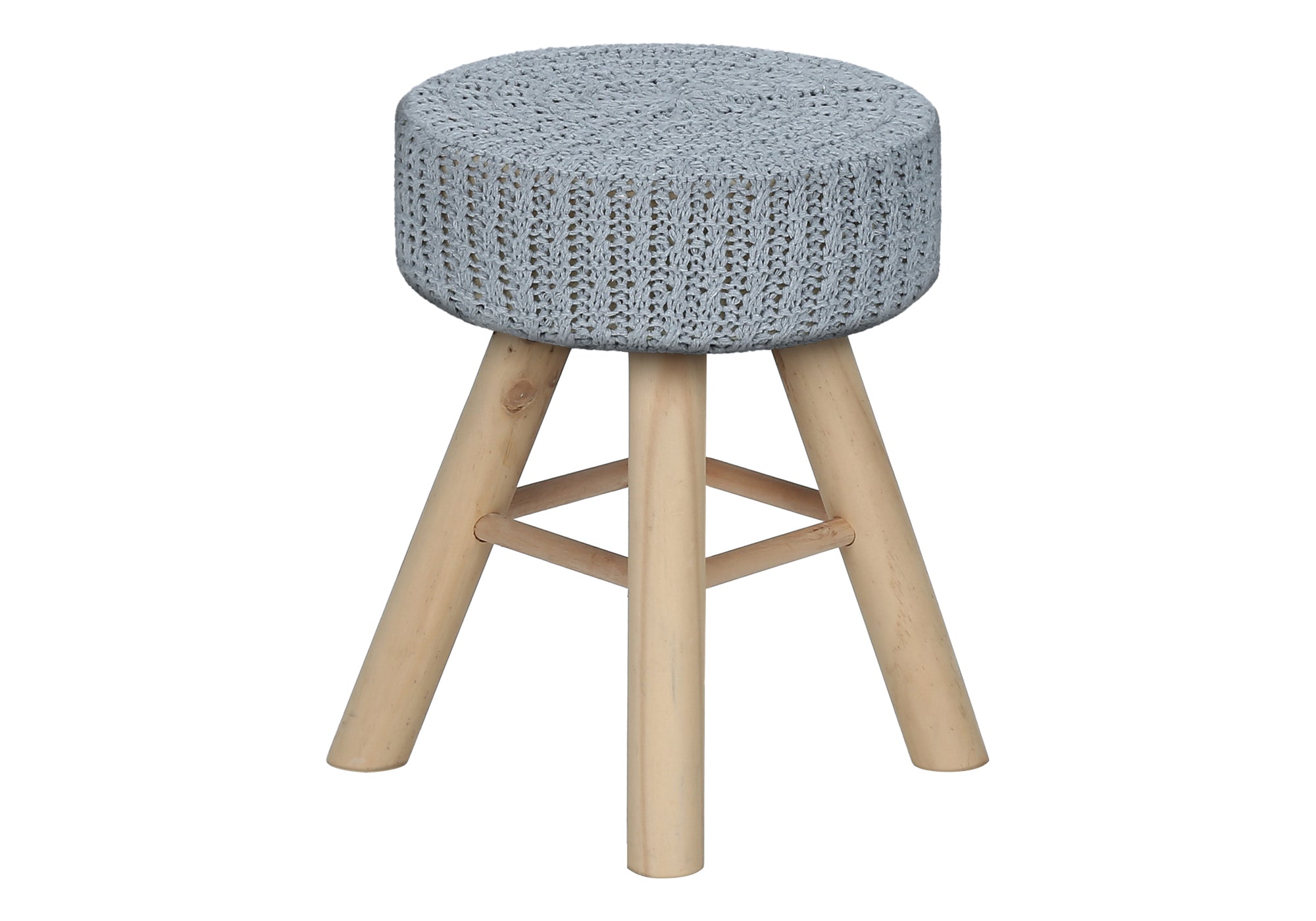 OTTOMAN - GREY KNIT / NATURAL WOOD LEGS # I 9013