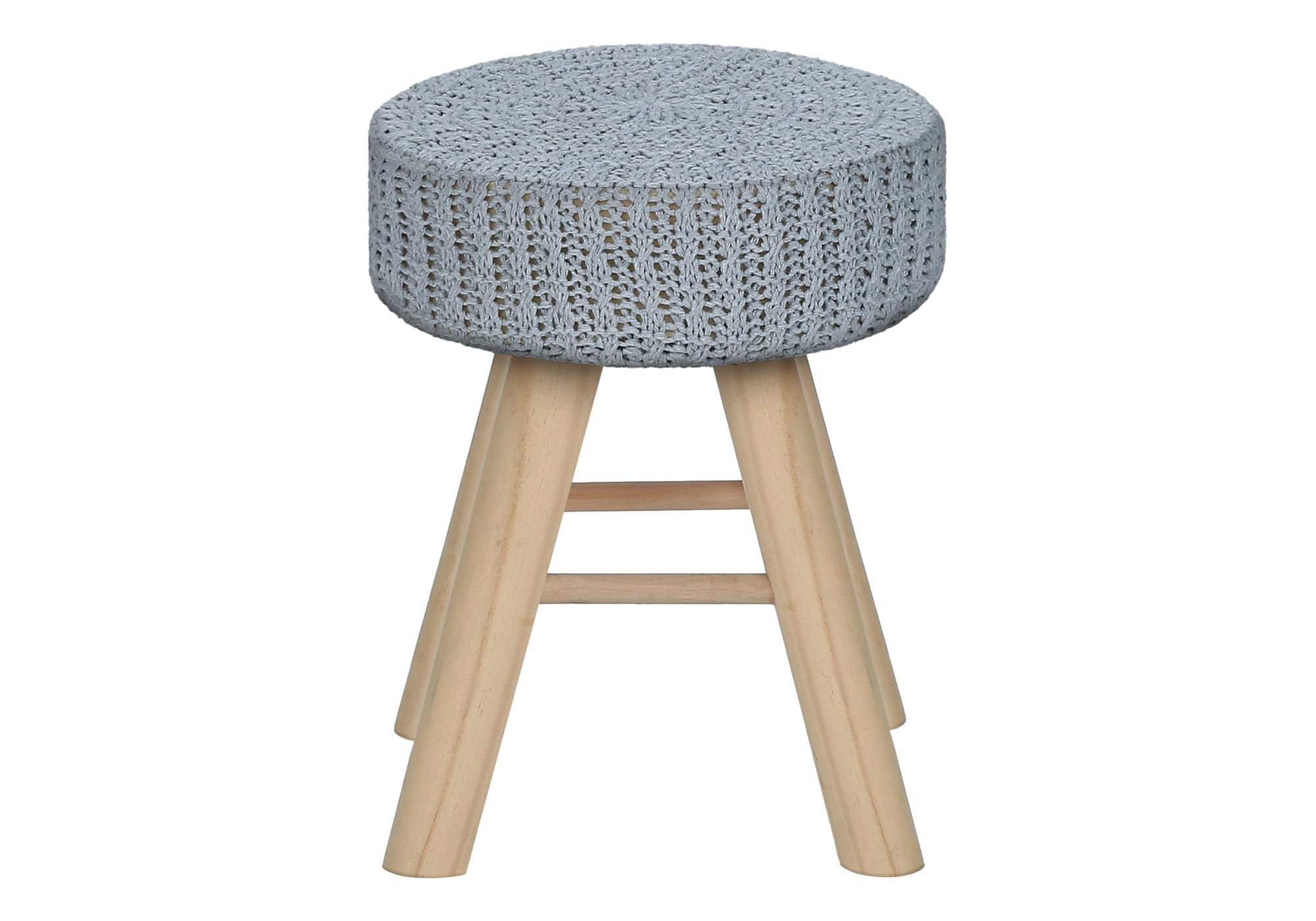 OTTOMAN - GREY KNIT / NATURAL WOOD LEGS # I 9013