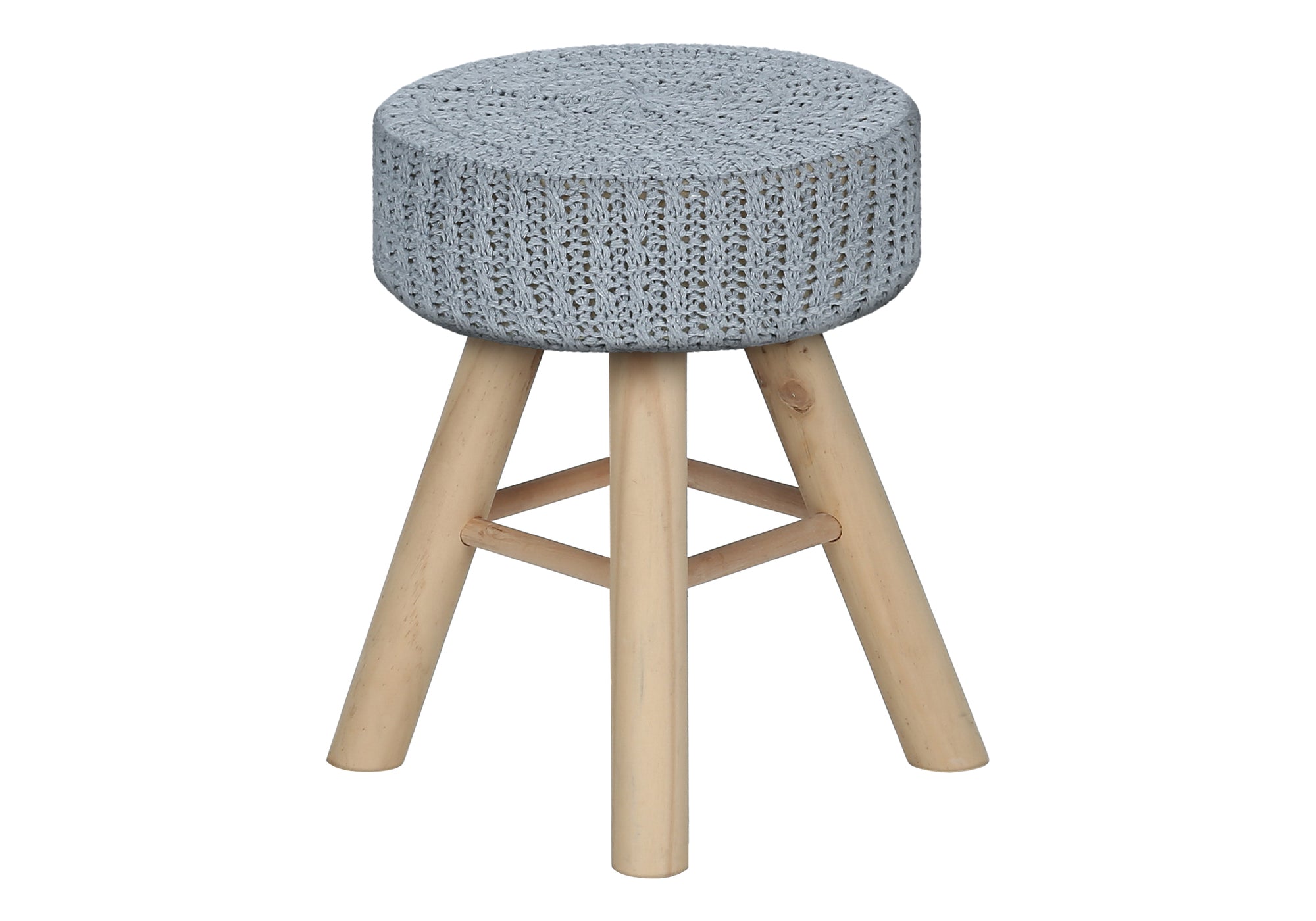 OTTOMAN - GREY KNIT / NATURAL WOOD LEGS # I 9013