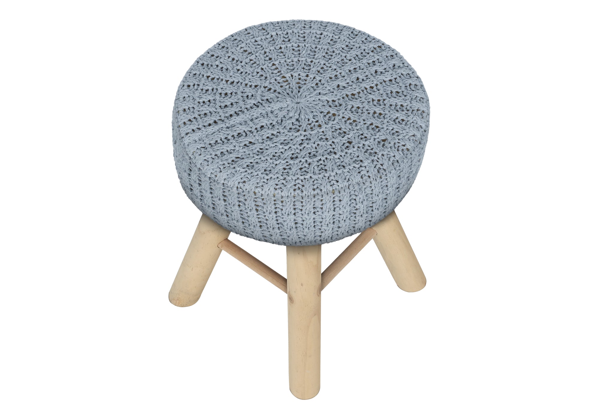 OTTOMAN - GREY KNIT / NATURAL WOOD LEGS # I 9013