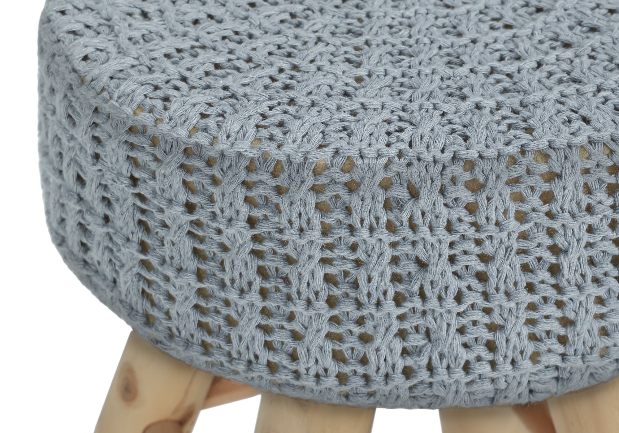 OTTOMAN - GREY KNIT / NATURAL WOOD LEGS # I 9013