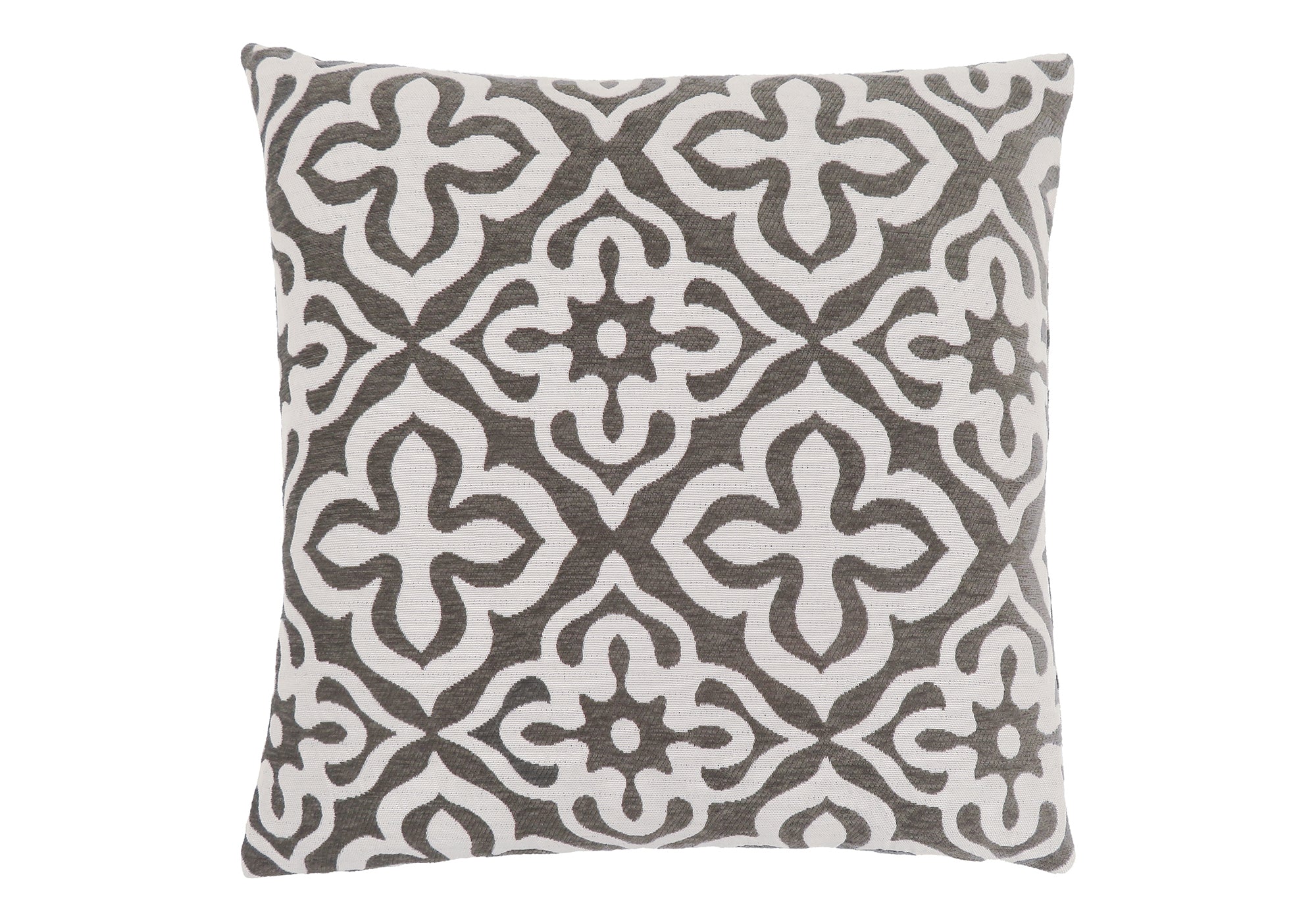 PILLOW - 18"X 18" / DARK TAUPE MOTIF DESIGN / 1PC # I 9216