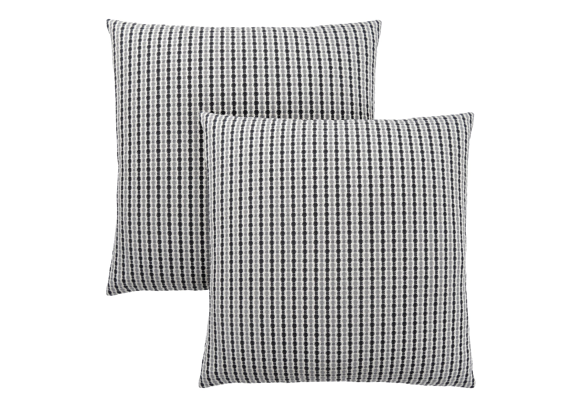 COUSSIN - 18"X 18" / GRIS CLAIR / POIS ABSTRAIT NOIR / 2PCS # I 9237