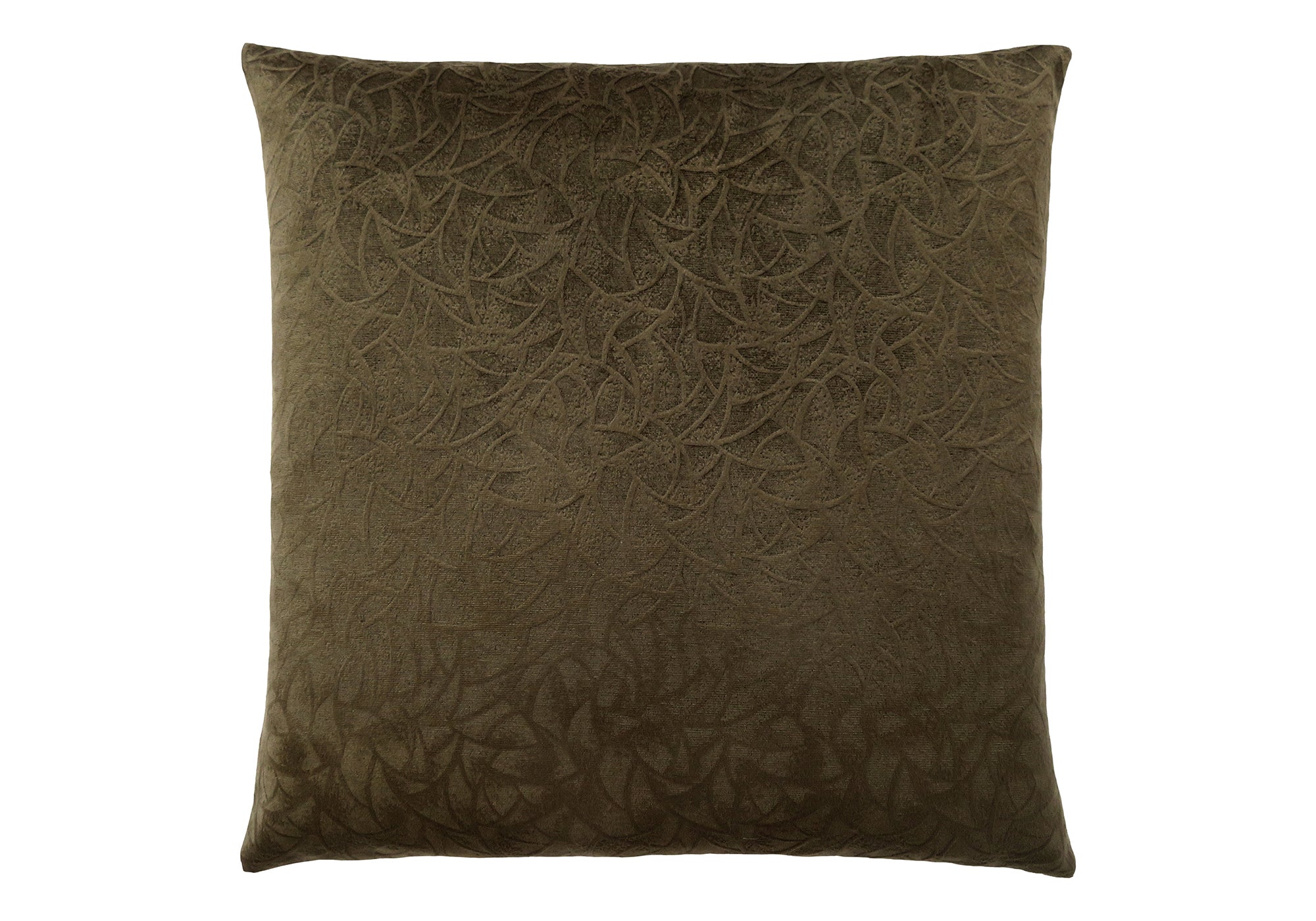 PILLOW - 18"X 18" / DARK GREEN FLORAL VELVET / 1PC # I 9262