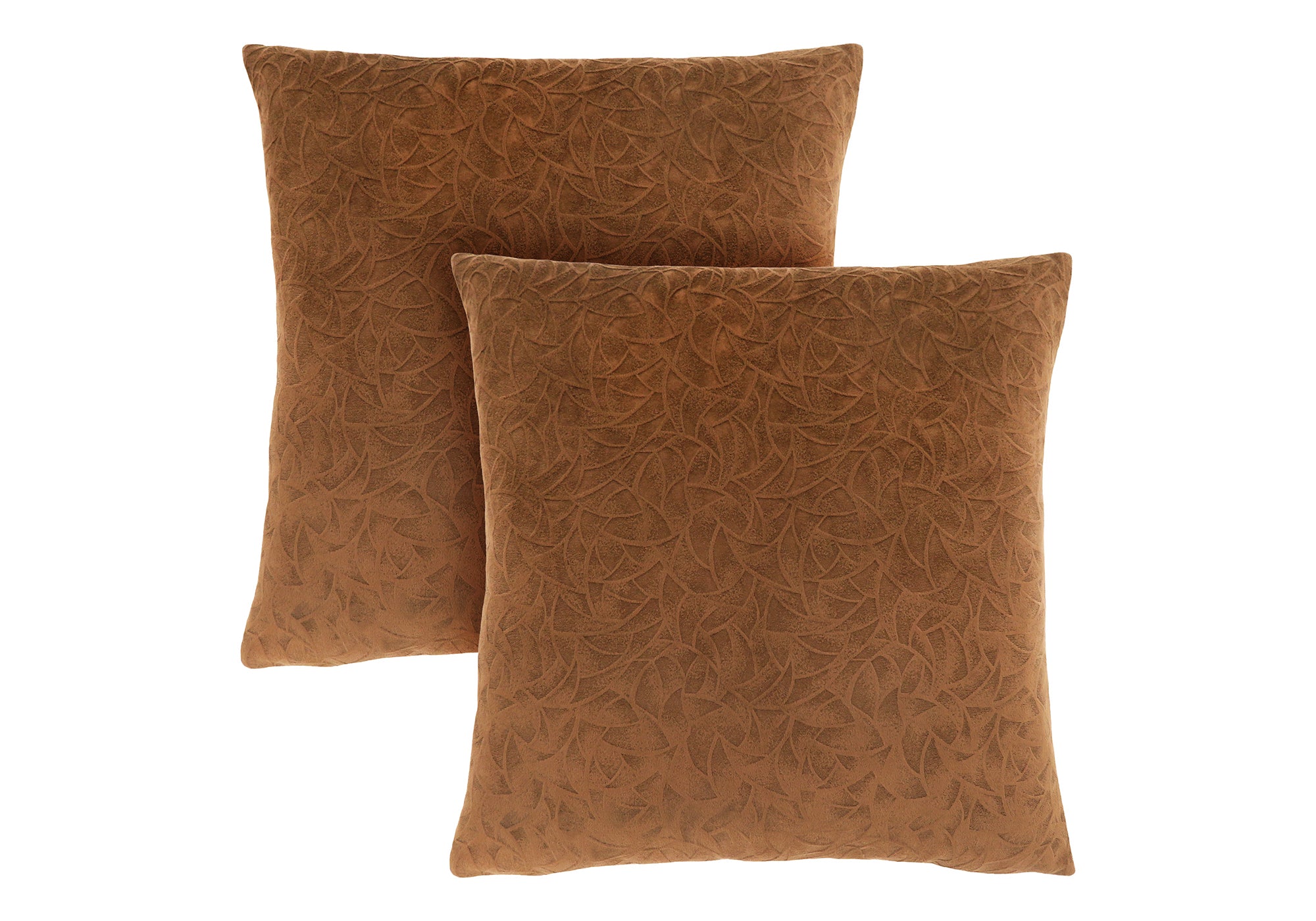 COUSSIN - 18"X 18" / VELOURS FLORAL MARRON CLAIR / 2PCS # I 9269