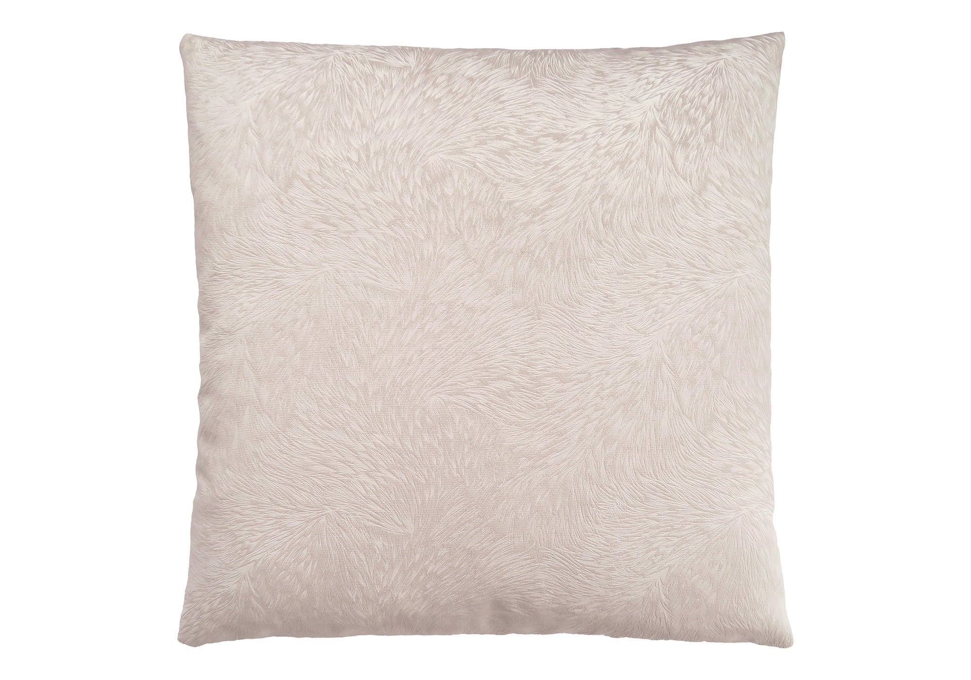 PILLOW - 18"X 18" / LIGHT TAUPE FEATHERED VELVET / 1PC # I 9318