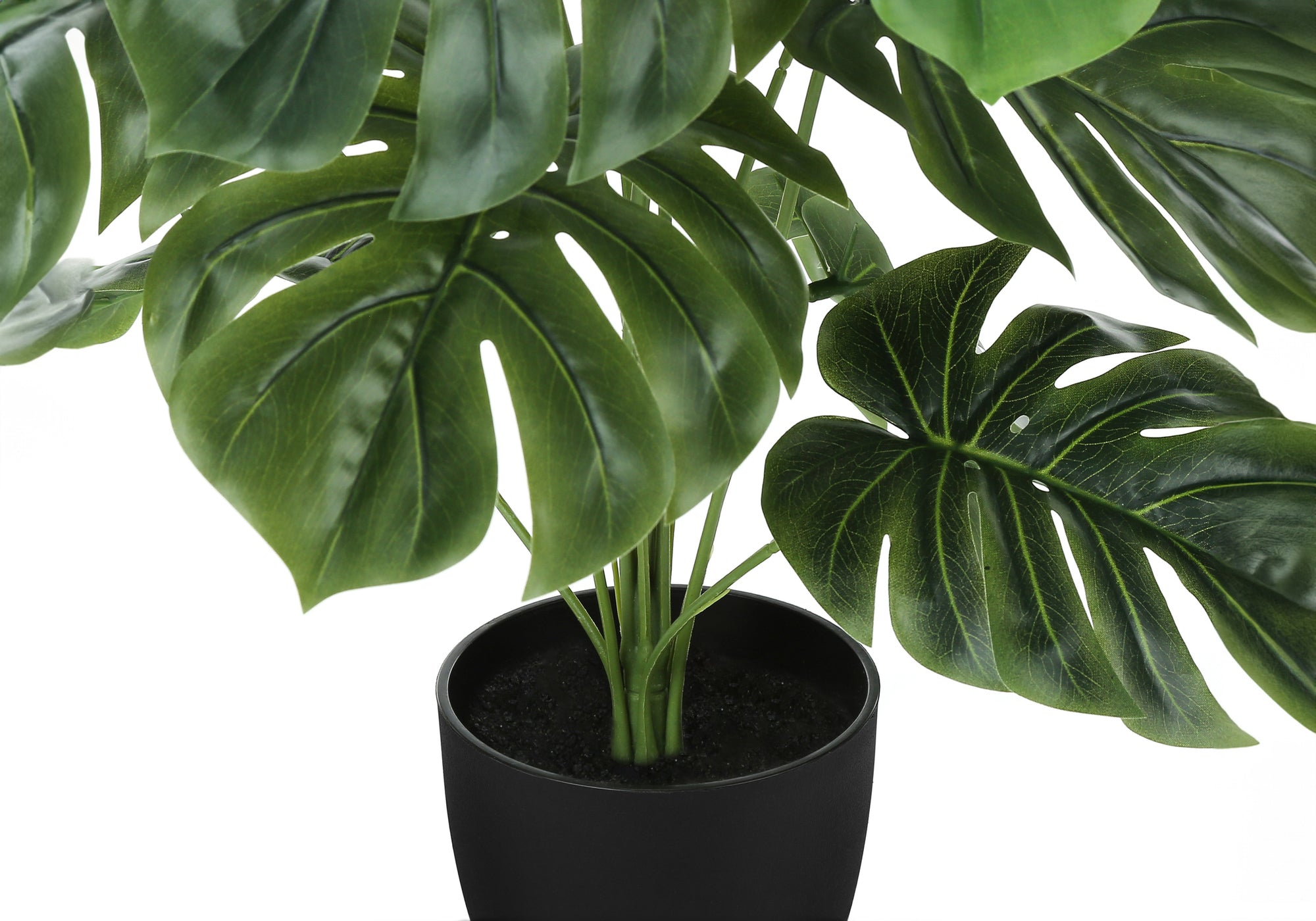 PLANTE ARTIFICIELLE - 24"H / MONSTERA D'INTÉRIEUR / POT NOIR DE 5" # I 9576