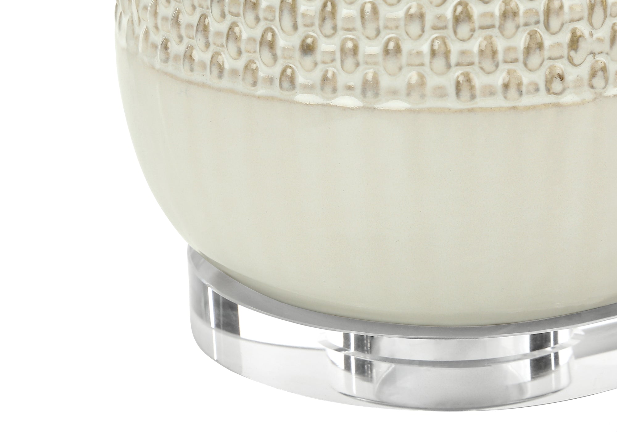 LIGHTING - 31"H TABLE LAMP CREAM CERAMIC / BEIGE SHADE # I 9605