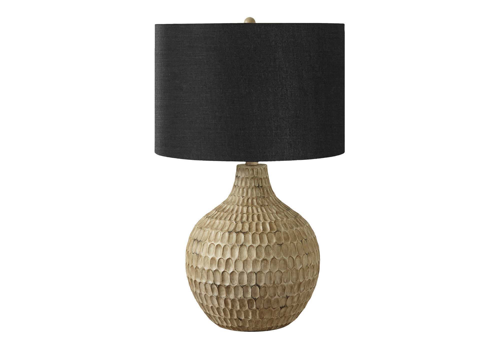 LIGHTING - 25"H TABLE LAMP BROWN RESIN / BLACK SHADE # I 9606