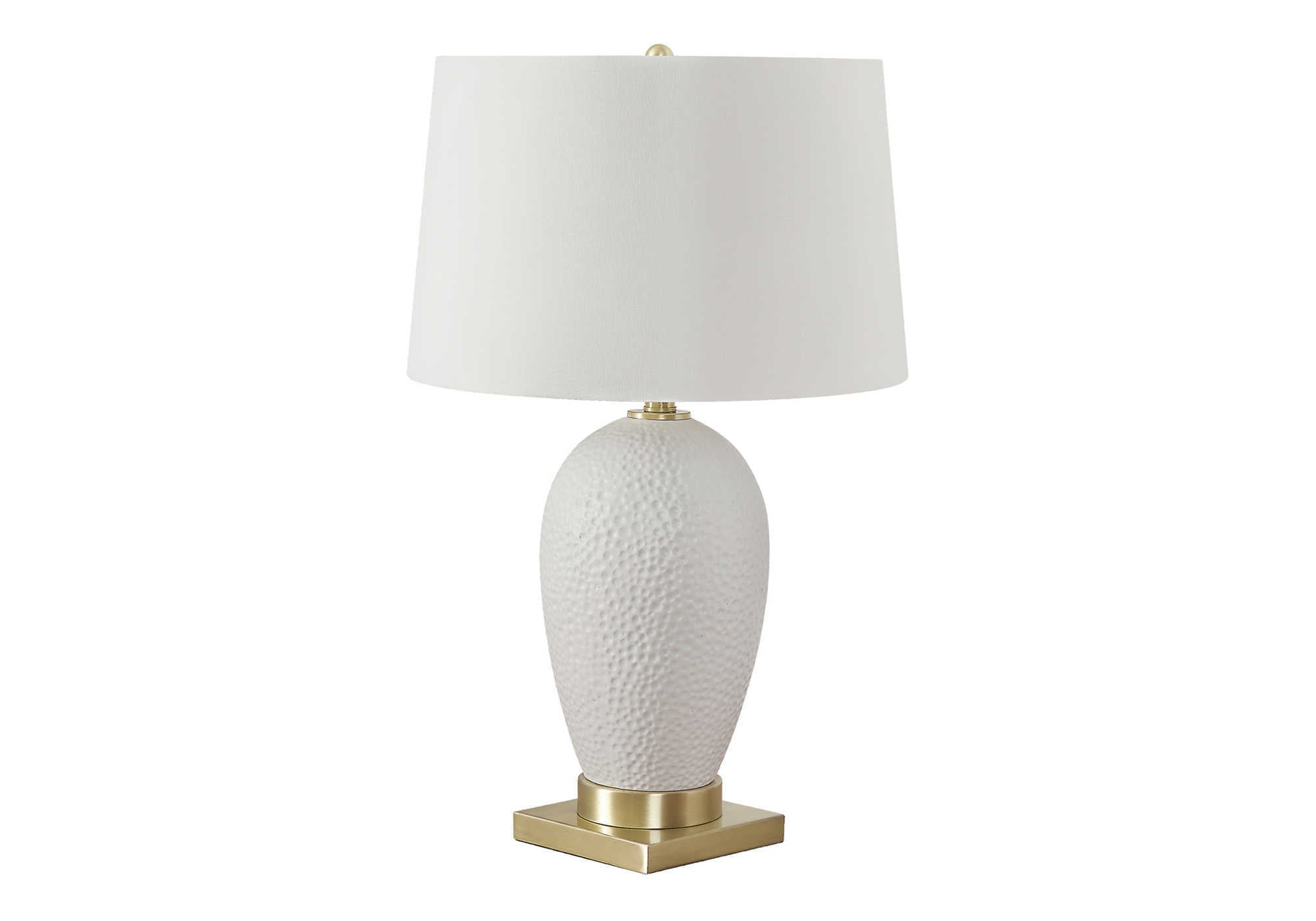 LIGHTING - 26"H TABLE LAMP WHITE CERAMIC / IVORY SHADE # I 9610