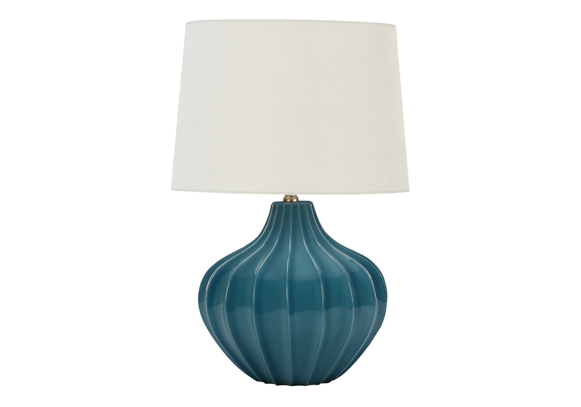 LIGHTING - 24"H TABLE LAMP BLUE CERAMIC  / IVORY SHADE # I 9612