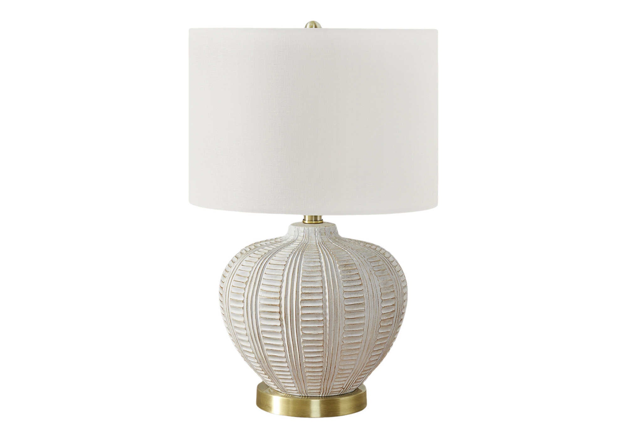 LIGHTING - 21"H TABLE LAMP CREAM RESIN / IVORY SHADE # I 9617