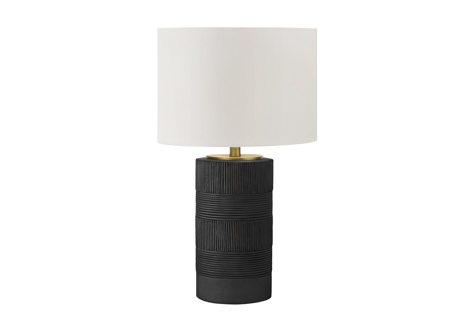 LIGHTING - 24"H TABLE LAMP BLACK RESIN / IVORY SHADE # I 9619