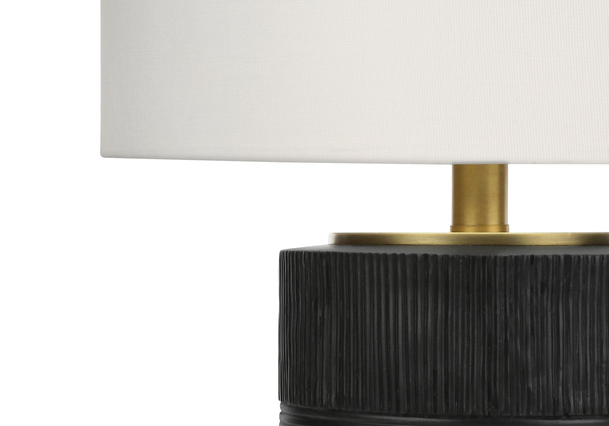 LIGHTING - 24"H TABLE LAMP BLACK RESIN / IVORY SHADE # I 9619