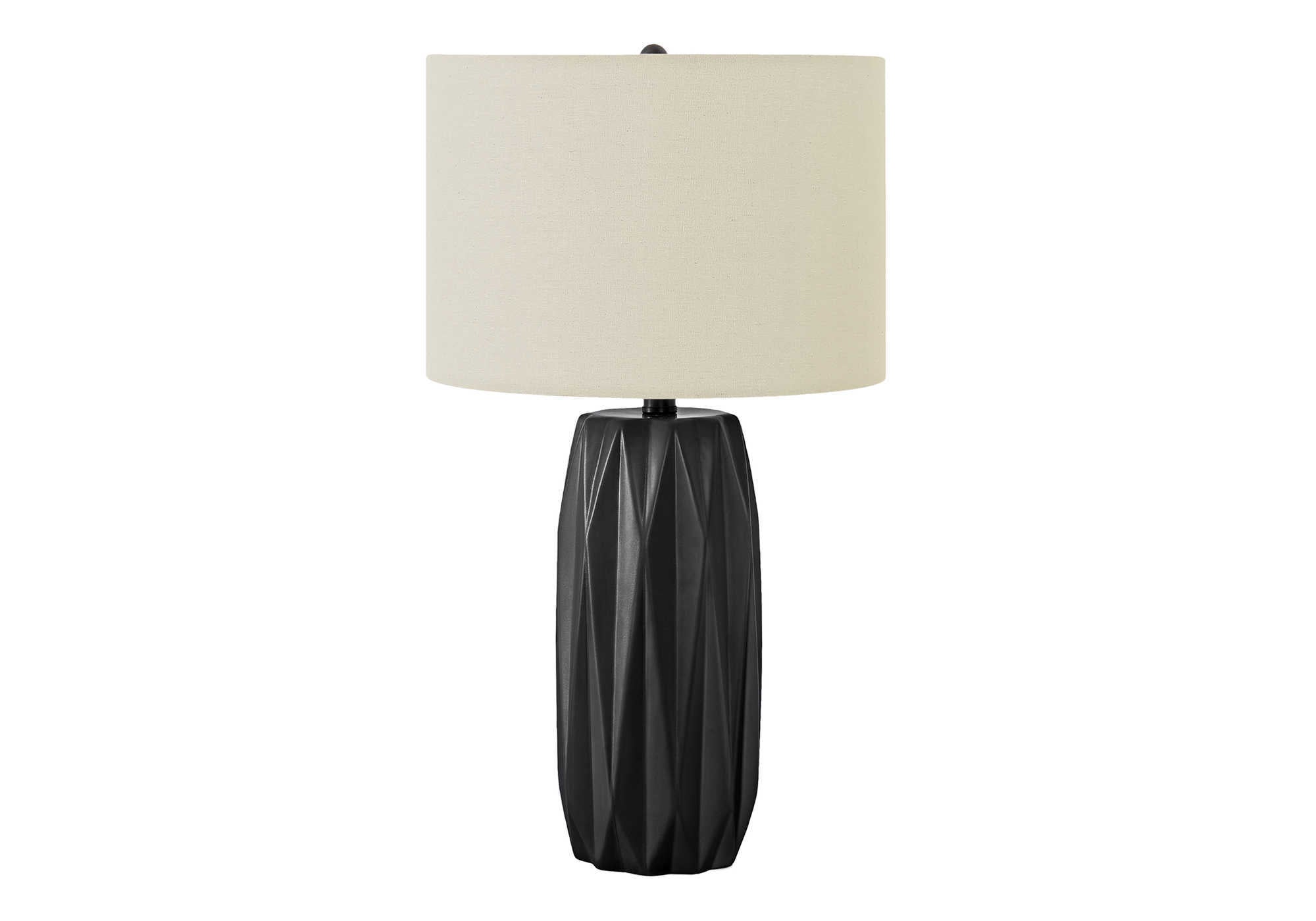 LIGHTING - 25"H TABLE LAMP BLACK CERAMIC / IVORY SHADE # I 9620