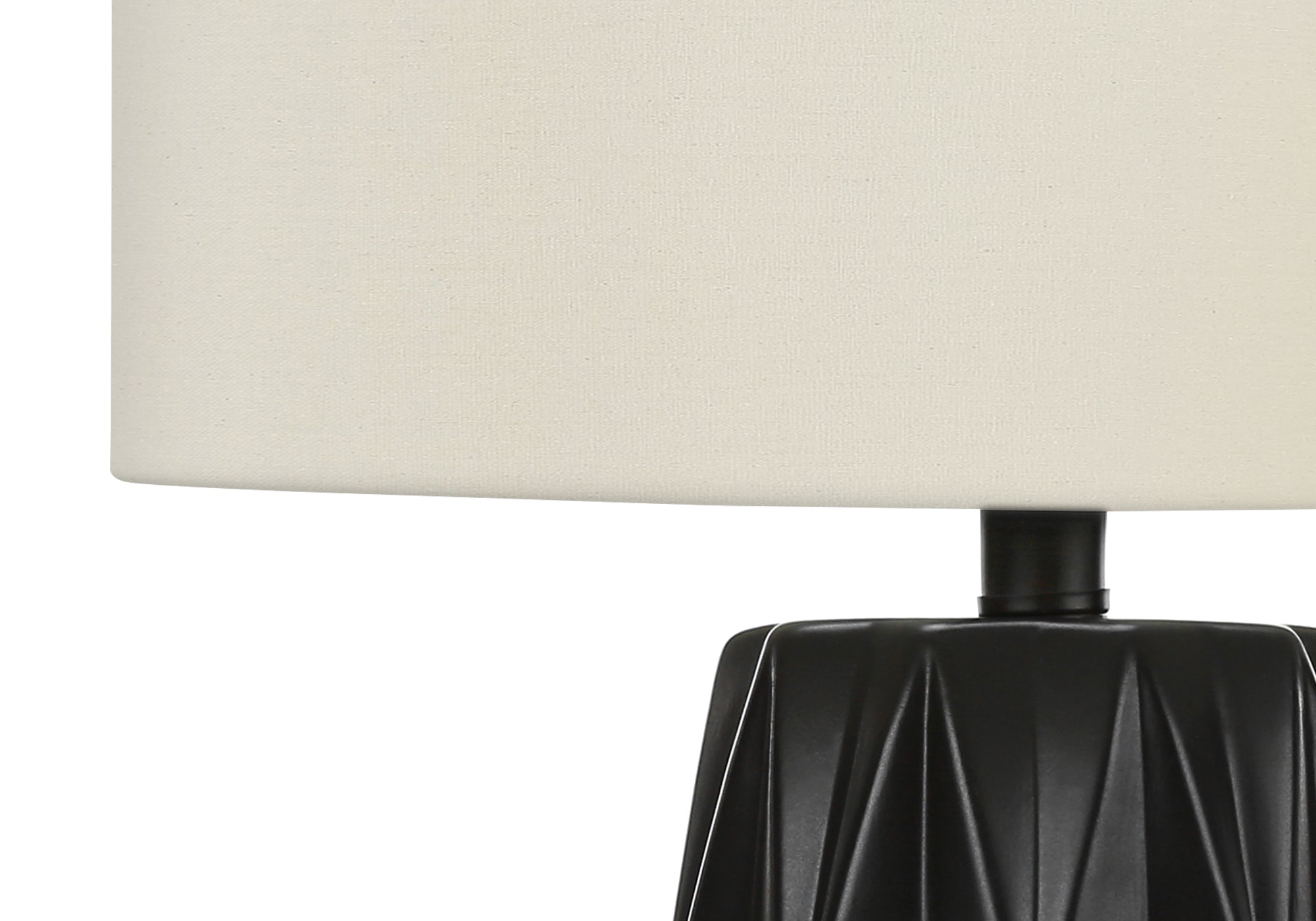 LIGHTING - 25"H TABLE LAMP BLACK CERAMIC / IVORY SHADE # I 9620