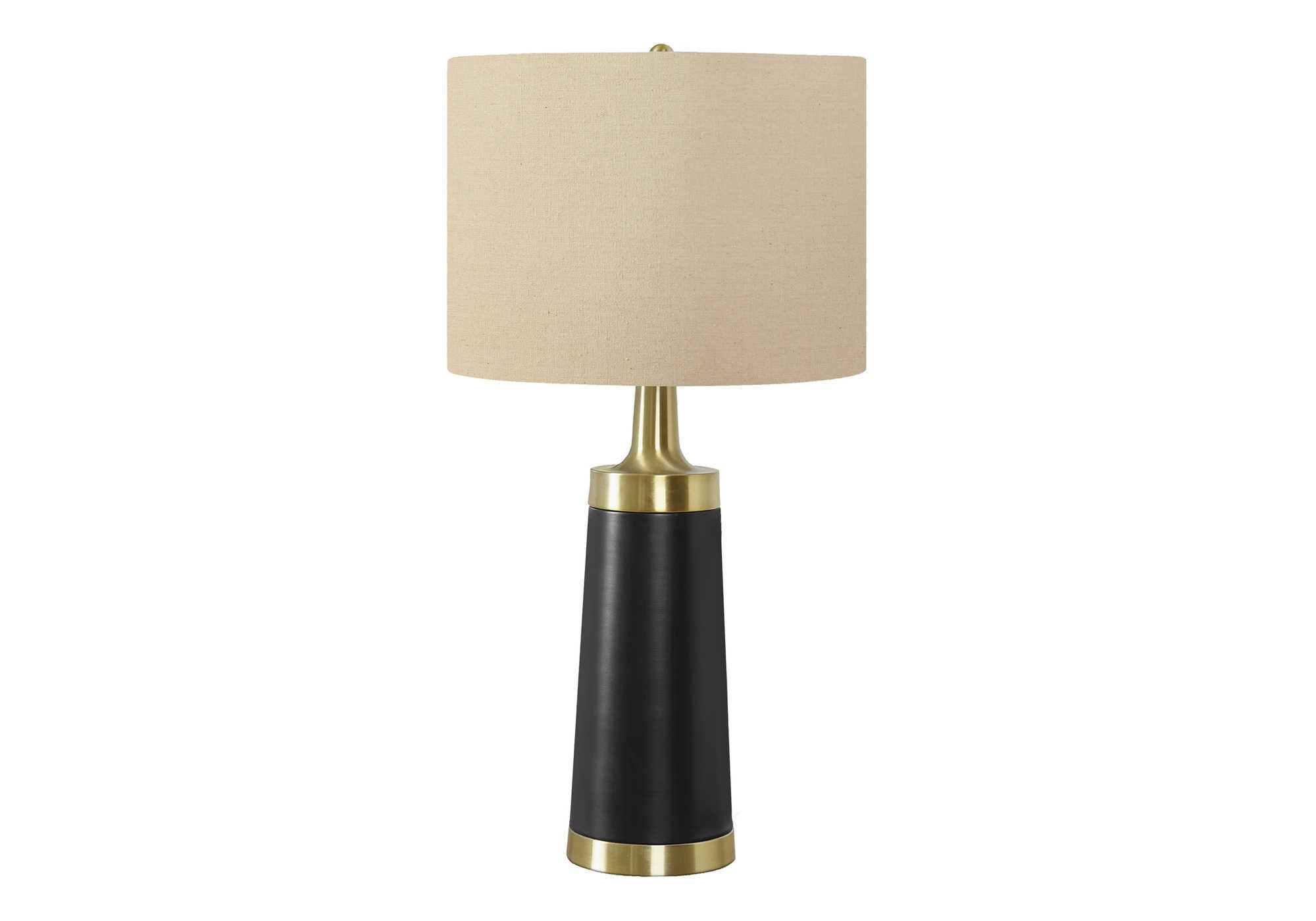 LIGHTING - 28"H TABLE LAMP BLACK METAL / BEIGE SHADE # I 9623