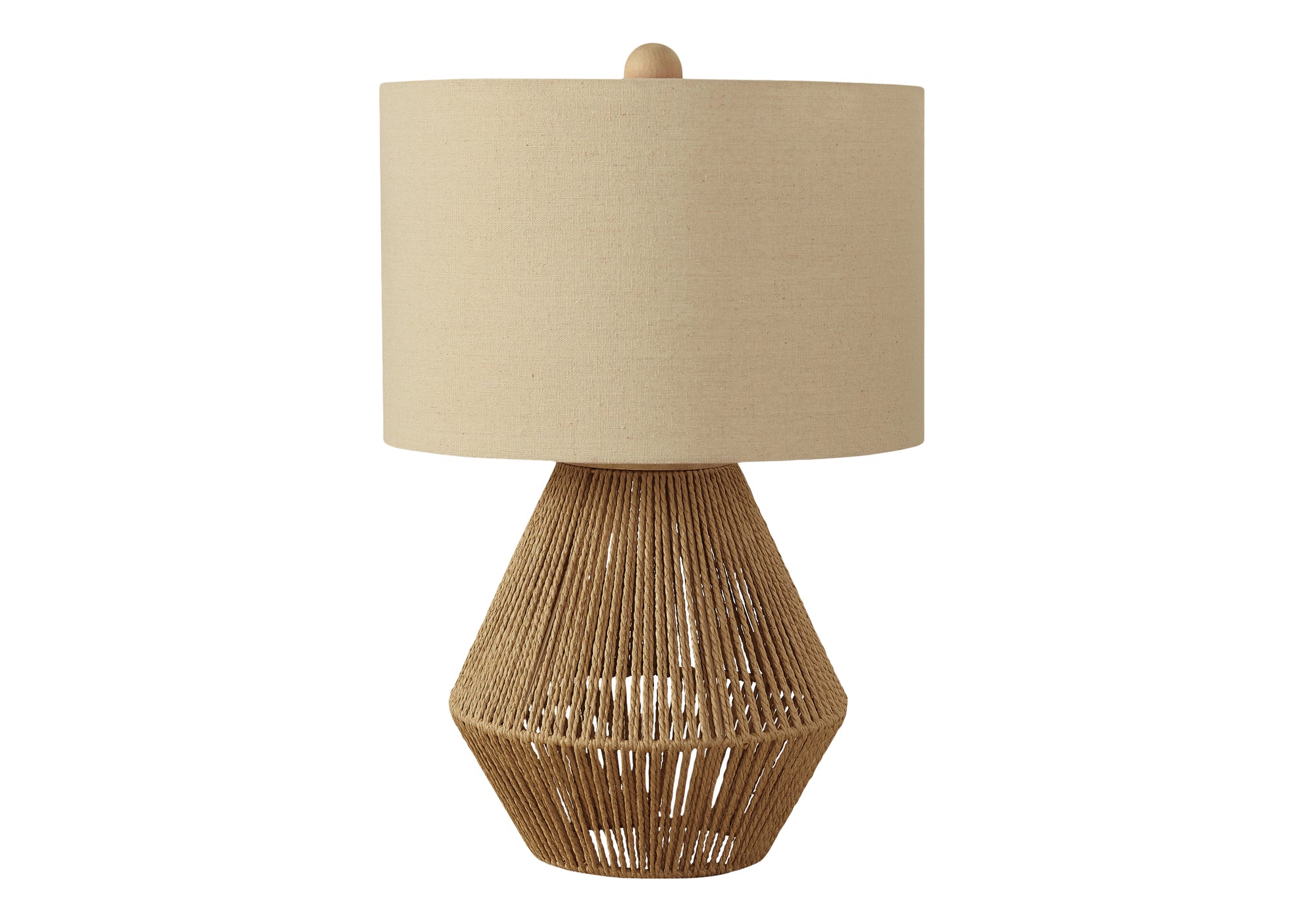 LIGHTING - 22"H TABLE LAMP BROWN ROPE / BEIGE SHADE # I 9628