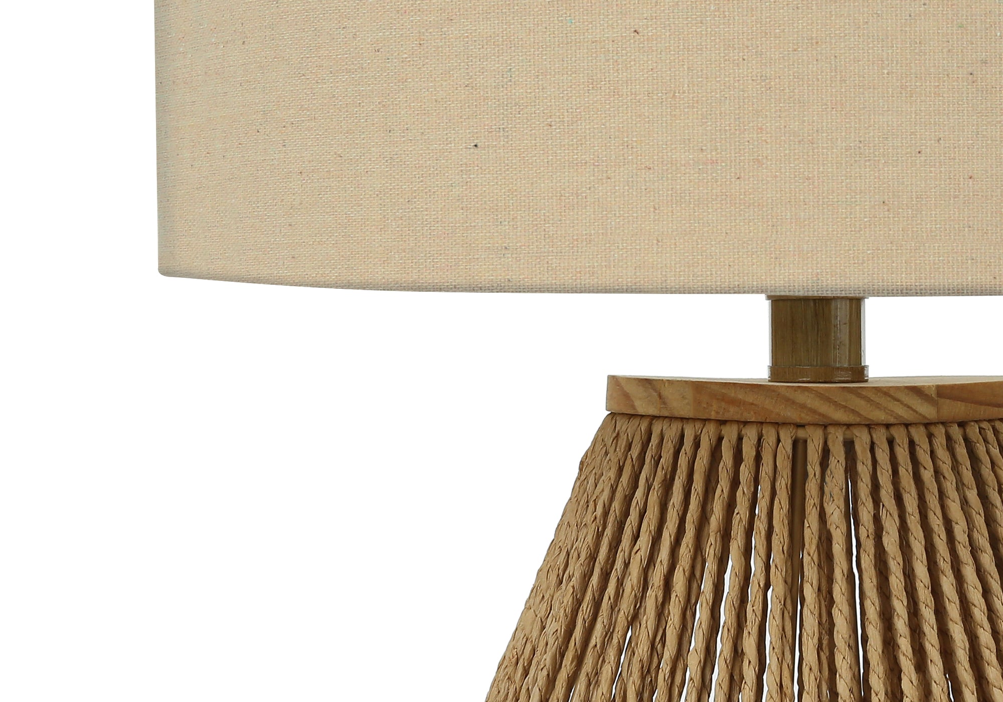 LIGHTING - 22"H TABLE LAMP BROWN ROPE / BEIGE SHADE # I 9628