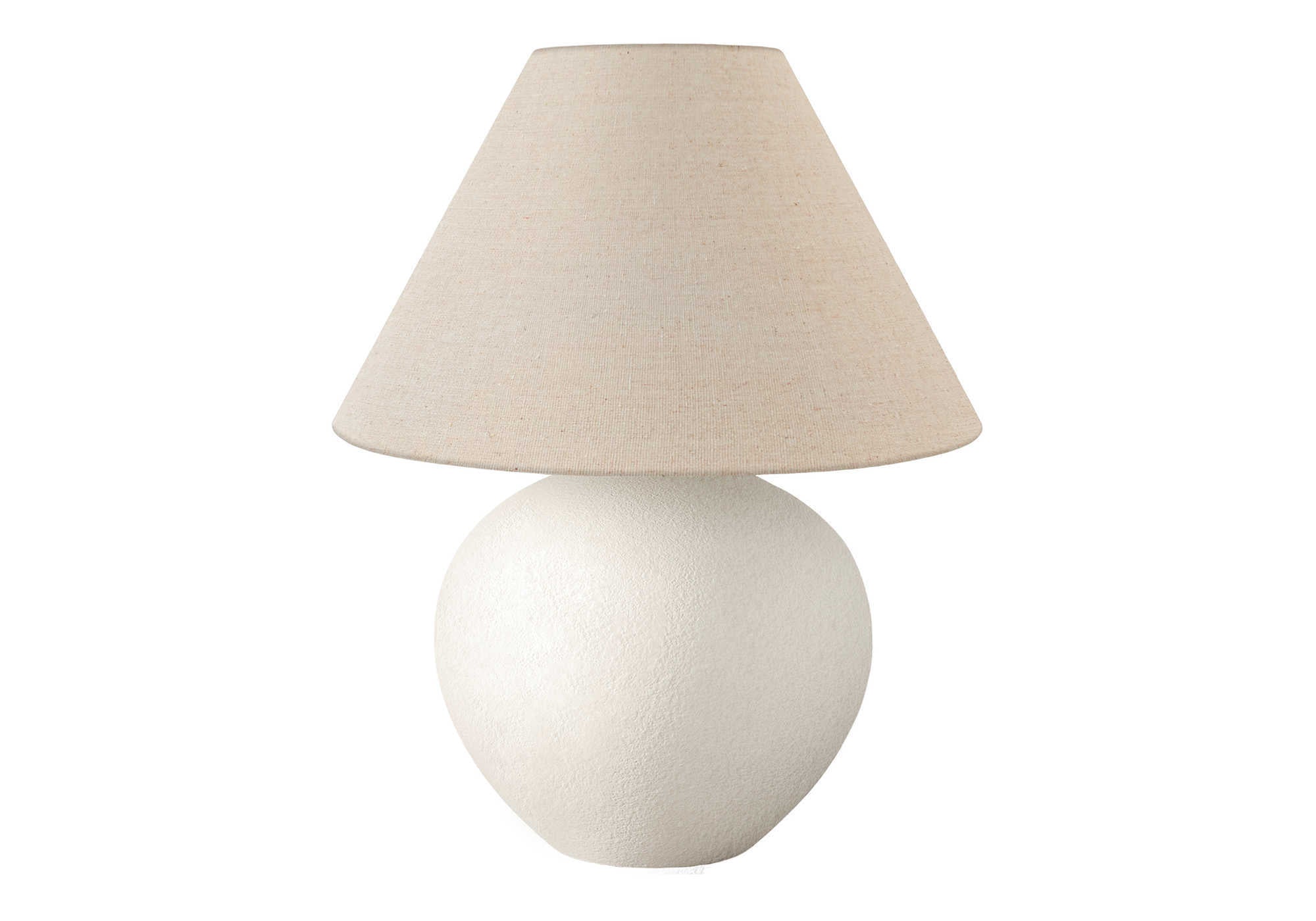 ÉCLAIRAGE - LAMPE DE TABLE 16"H CÉRAMIQUE CRÈME / ABAT-JOUR BEIGE # I 9631