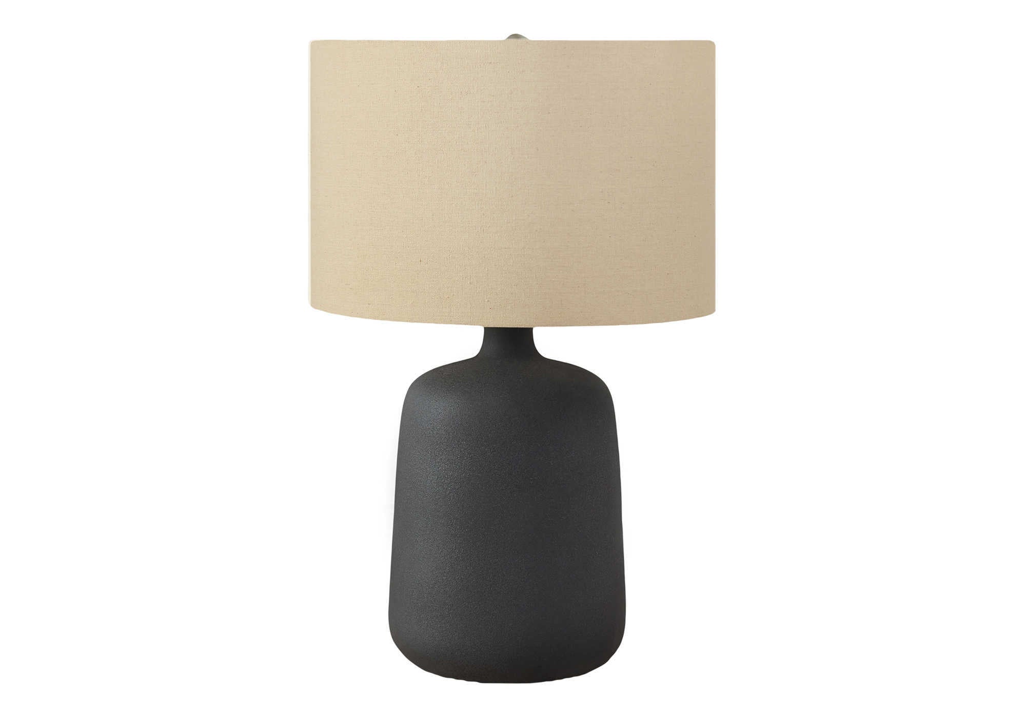 LIGHTING - 24"H TABLE LAMP BLACK CERAMIC / BEIGE SHADE # I 9635