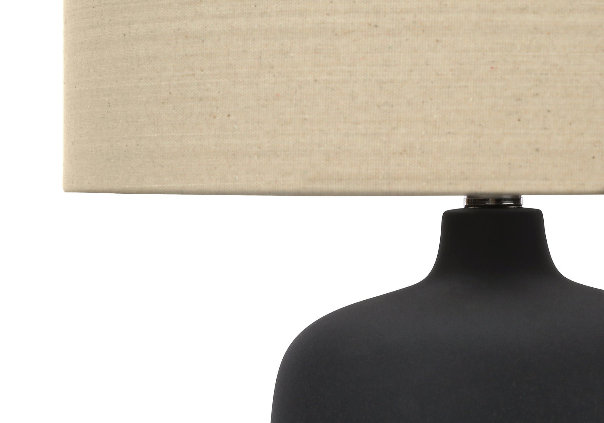 LIGHTING - 24"H TABLE LAMP BLACK CERAMIC / BEIGE SHADE # I 9635