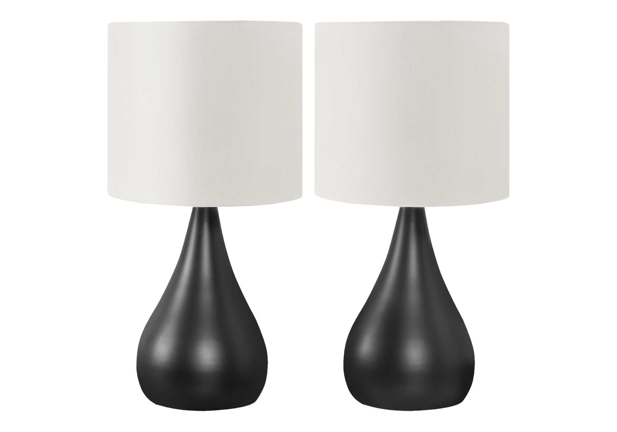 ÉCLAIRAGE - 2PCS / 18"H LAMPE DE TABLE NOIR / ABAT-JOUR IVOIRE # I 9639