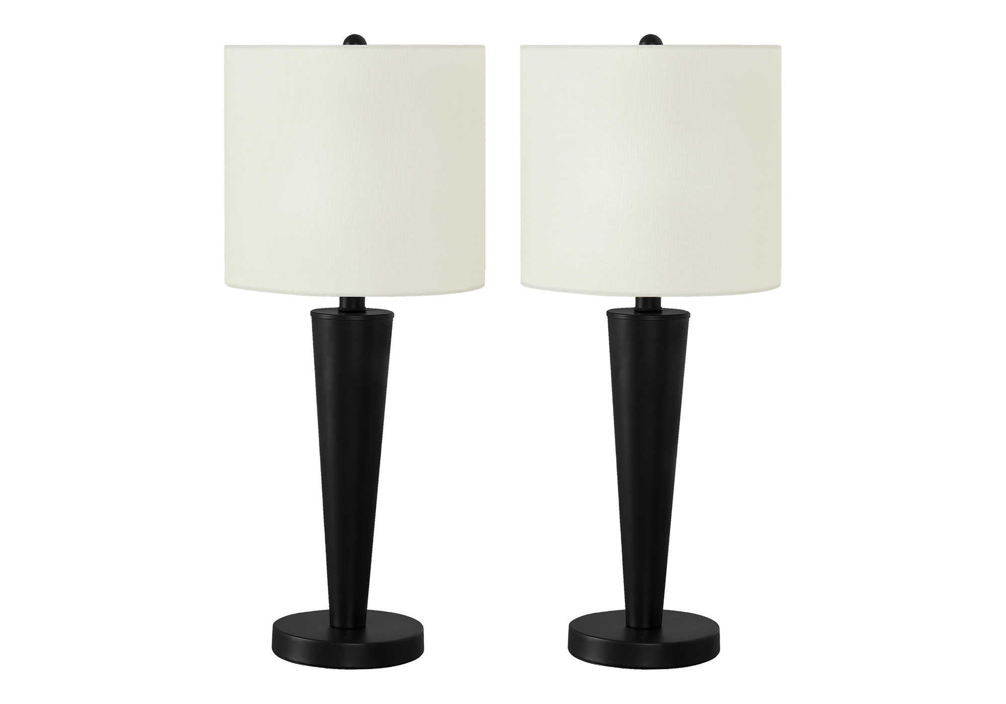 LIGHTING - 2PCS / 24"H TABLE LAMP BLACK / IVORY / USB # I 9643