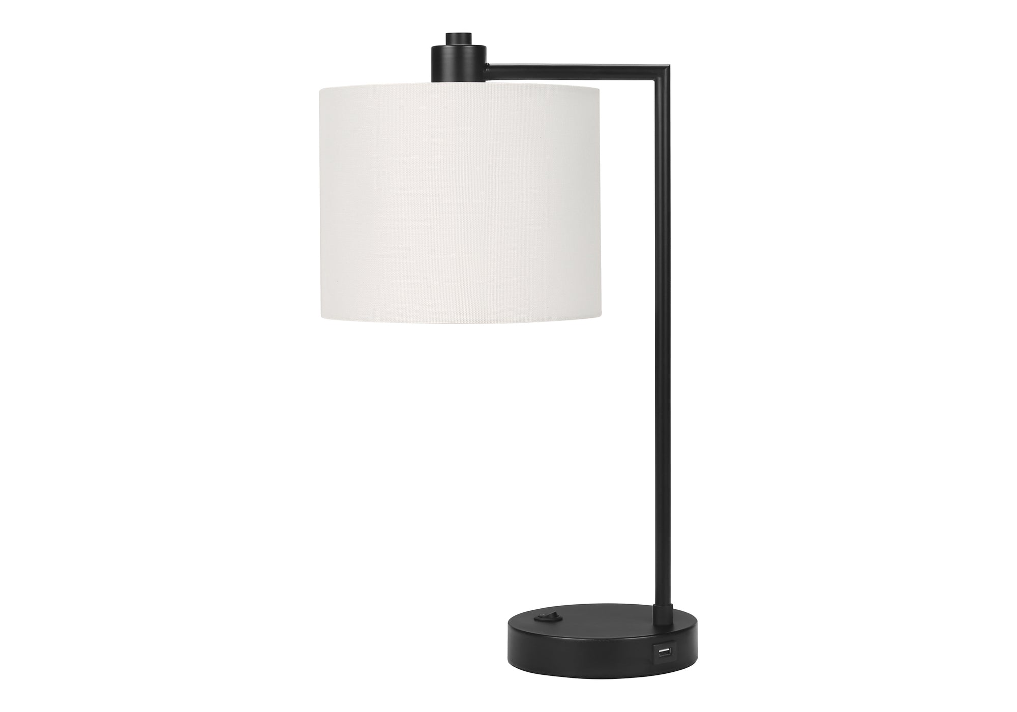 LUMINAIRE - LAMPE DE TABLE 19"H MÉTAL NOIR / ABAT-JOUR IVOIRE /USB # I 9646