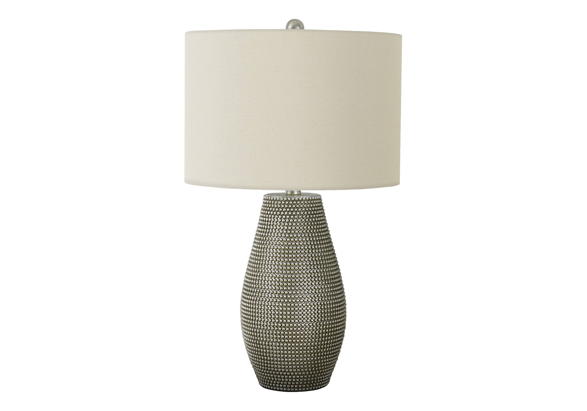 LIGHTING - 24"H TABLE LAMP GREY RESIN / IVORY SHADE # I 9654