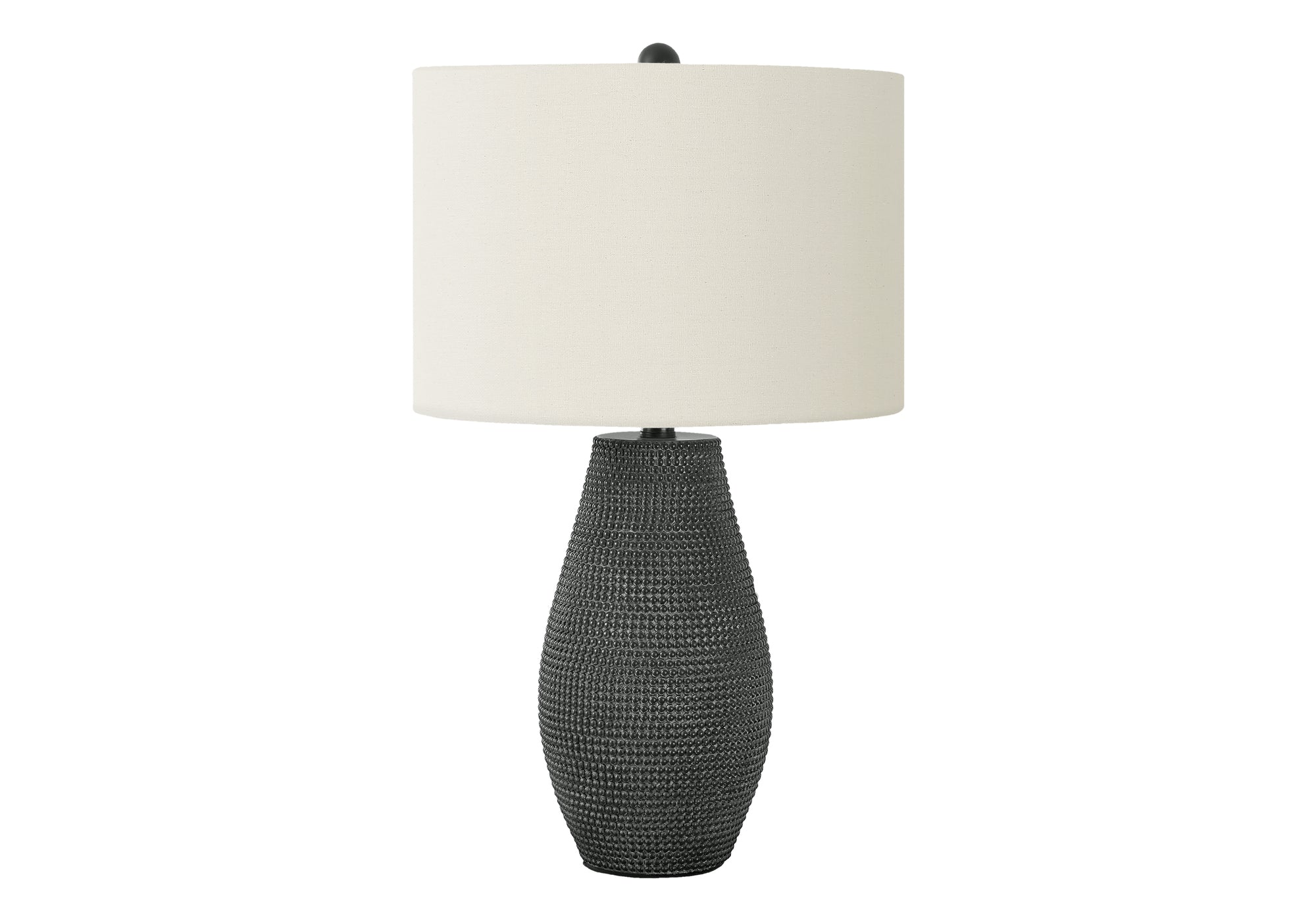 LIGHTING - 24"H TABLE LAMP BLACK RESIN / IVORY SHADE # I 9655