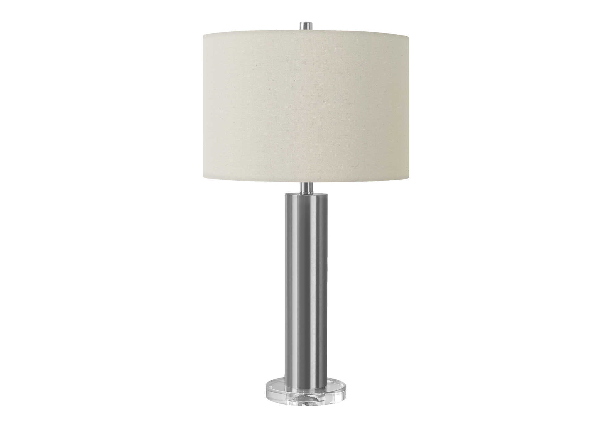 LIGHTING - 28"H TABLE LAMP NICKEL METAL / IVORY SHADE # I 9657